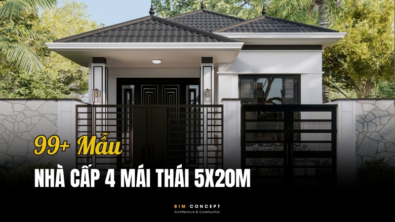 Nhà cấp 4 mái Thái 5x20m