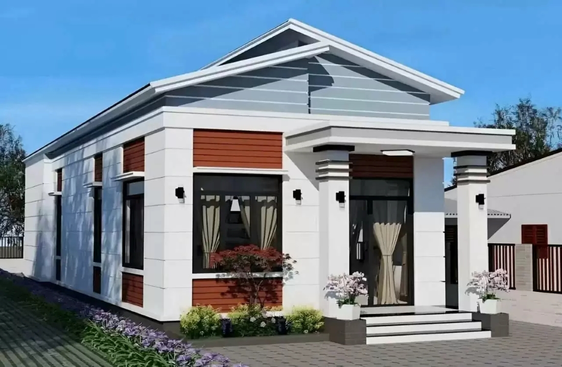 Nhà mái lệch phong cách đơn giản, hiện đại