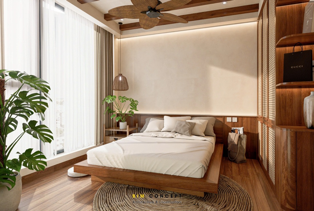 Nội thất phòng ngủ phong cách Tropical mộc mạc, thanh lịch