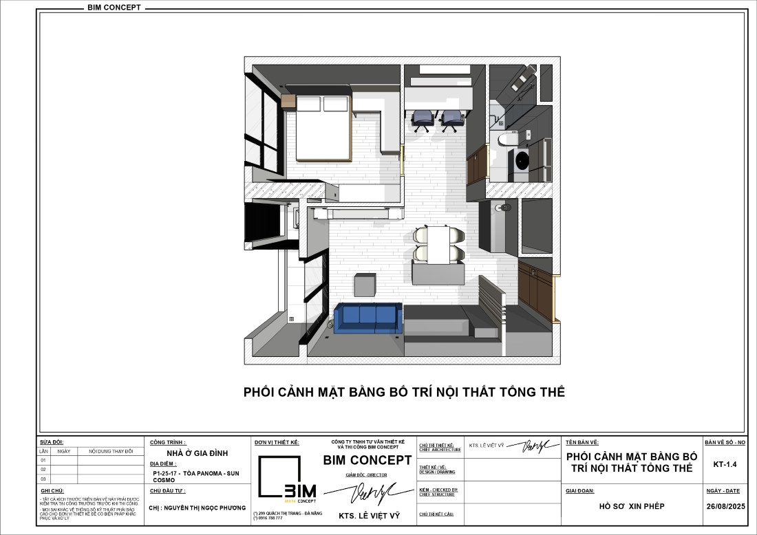Phối cảnh mặt bằng nội thất chung cư mini