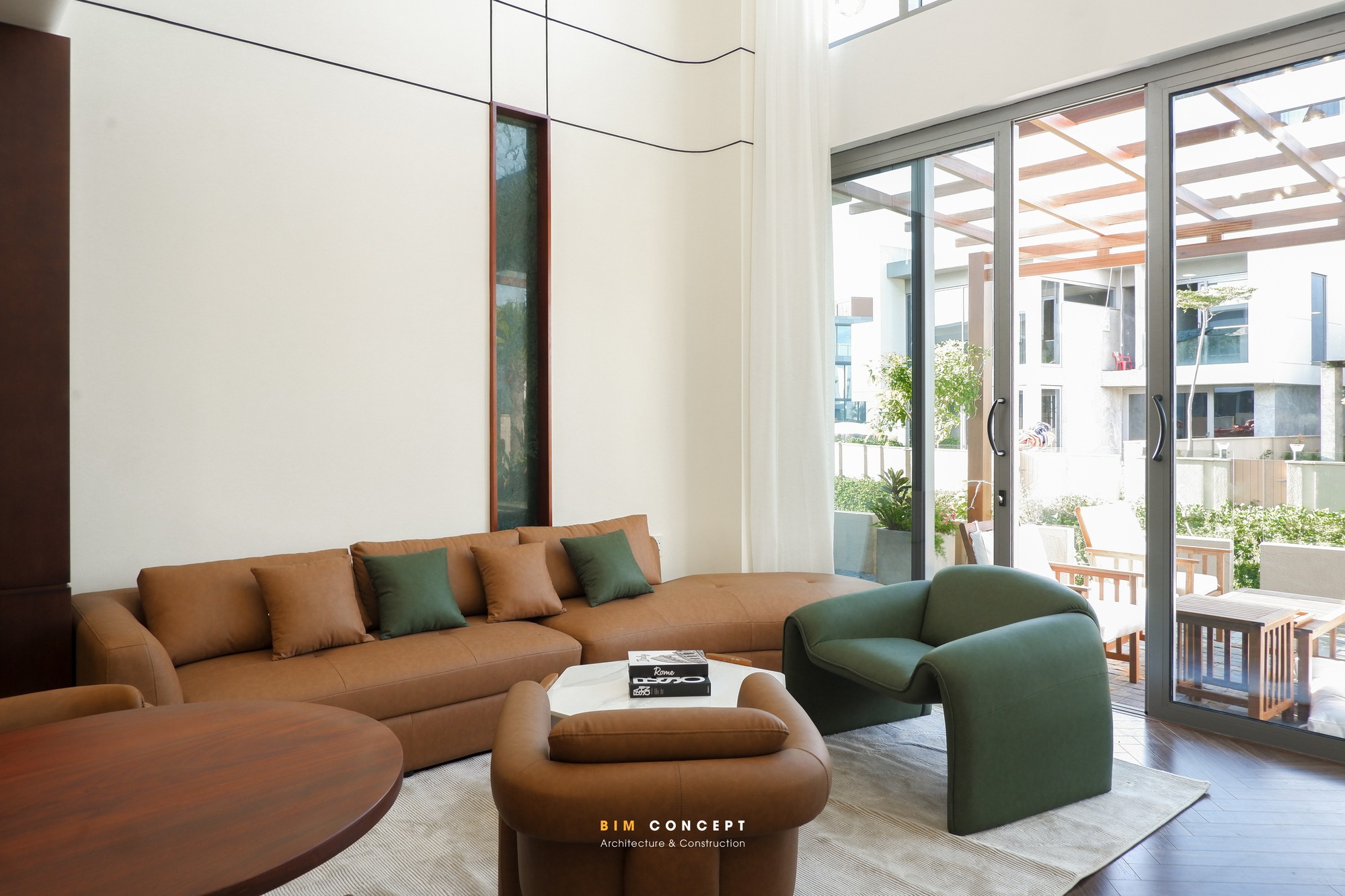Phòng khách biệt thự phong cách Mid-Century Modern