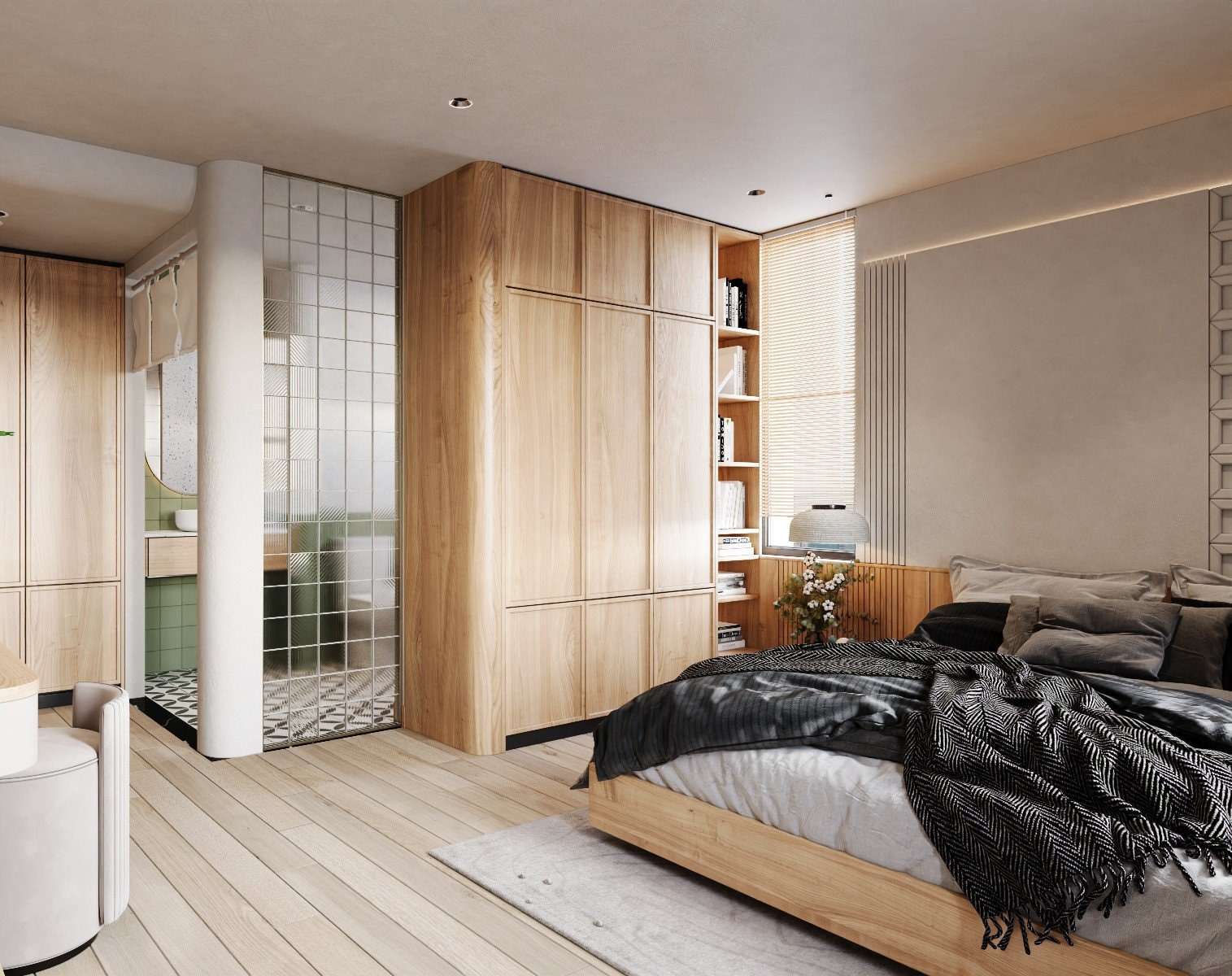 Mẫu phòng ngủ lớn 25m2 cao cấp