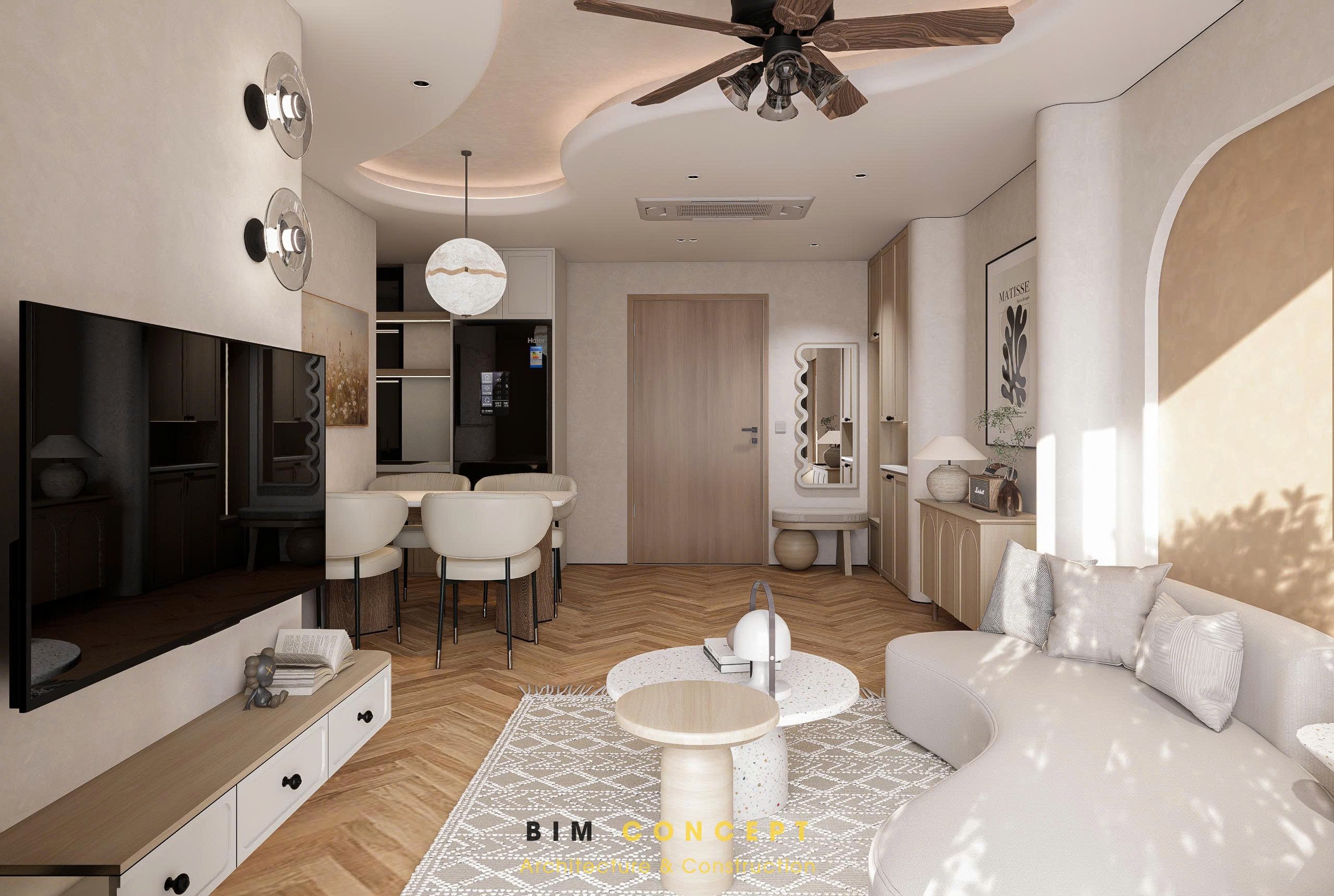 Thiết kế nội thất căn hộ mang tông màu ấm áp thư giãn