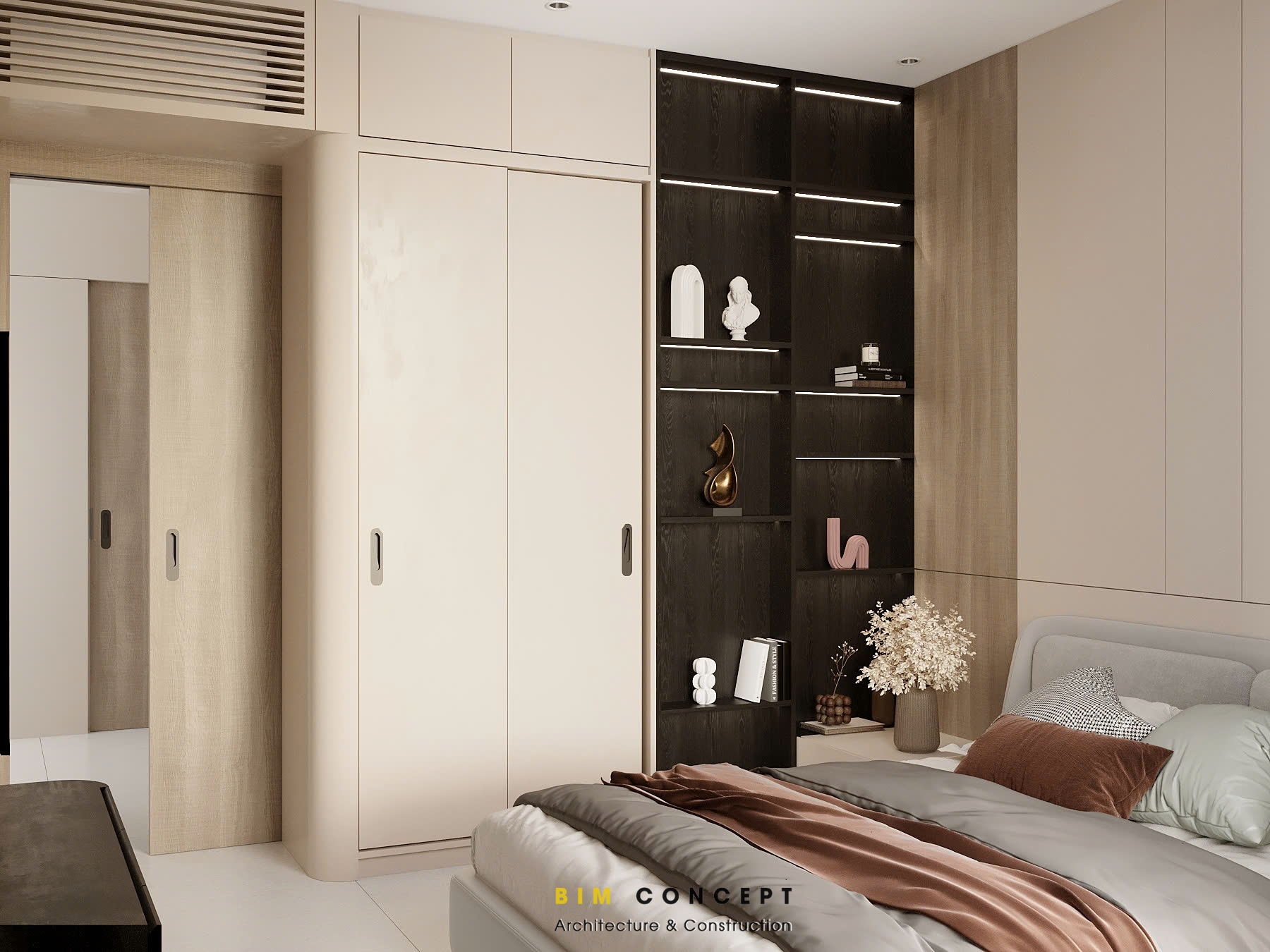 Thiết kế nội thất chung cư phòng ngủ ấm cúng