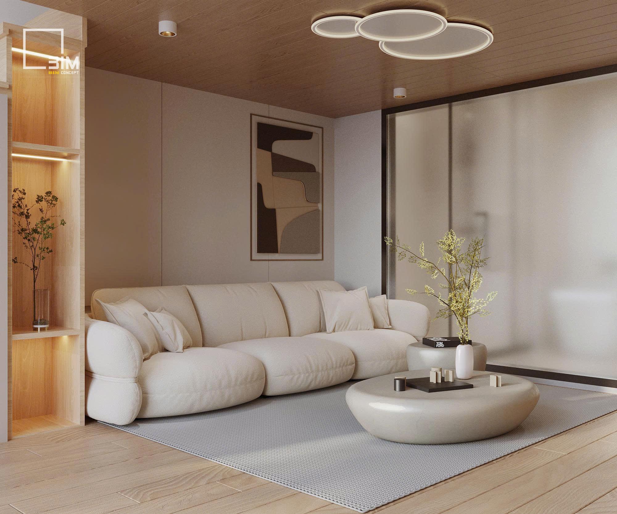 Thiết kế nội thất chung cư Sun Cosmo Residence với phòng khách tiện nghi