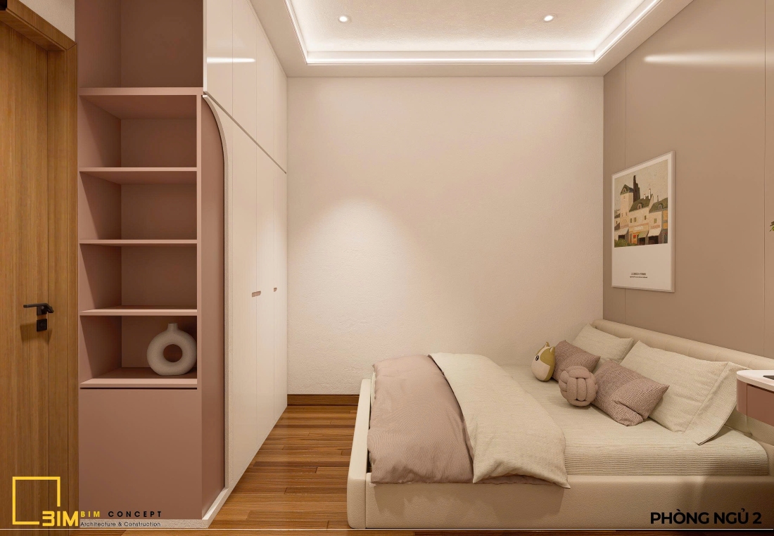 Thiết kế nội thất nhà phố với tủ đồ liền tường
