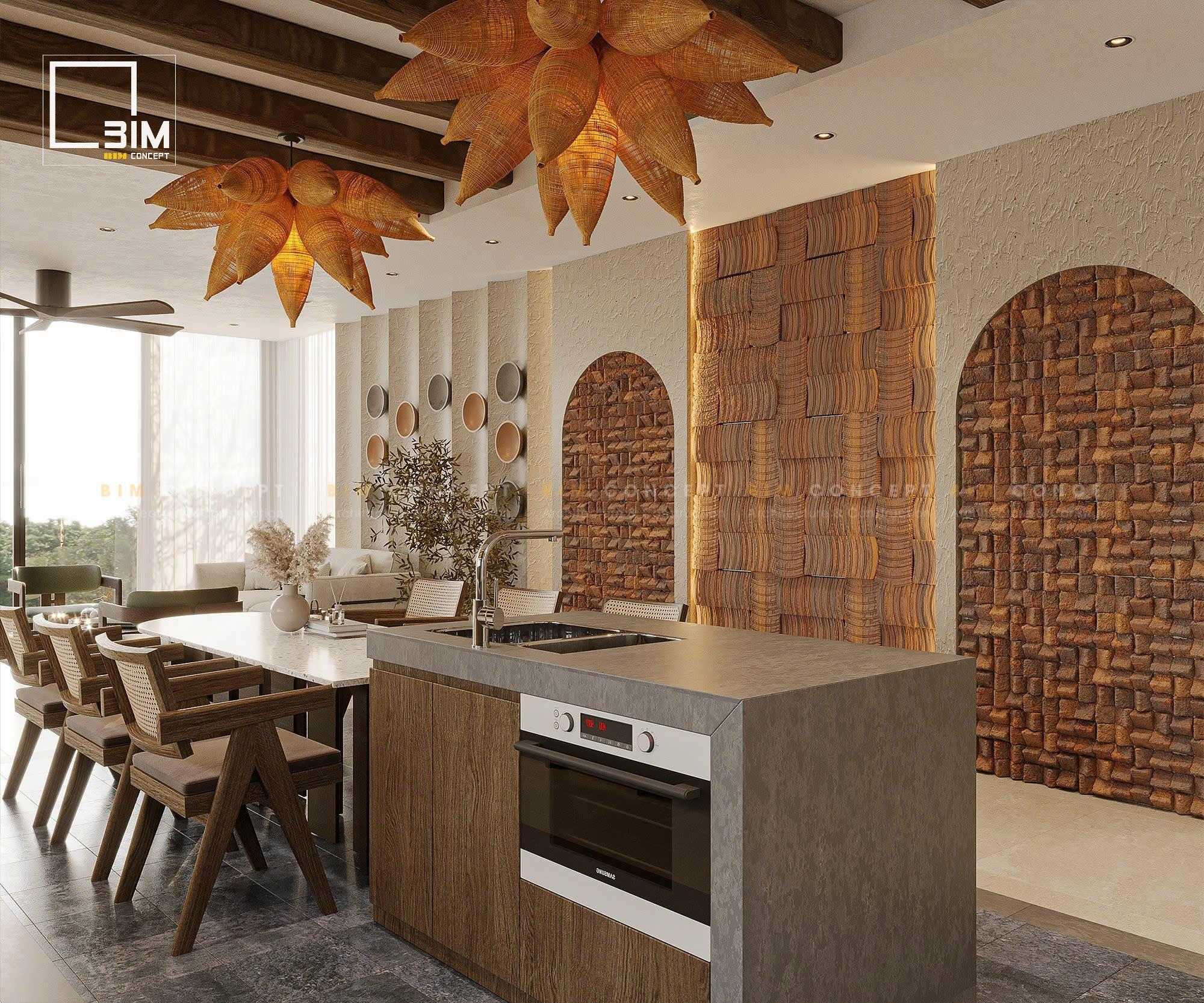 Bếp biệt thự liền kề với bố cục mở tạo sự kết nối liền mạch giữa các không gian