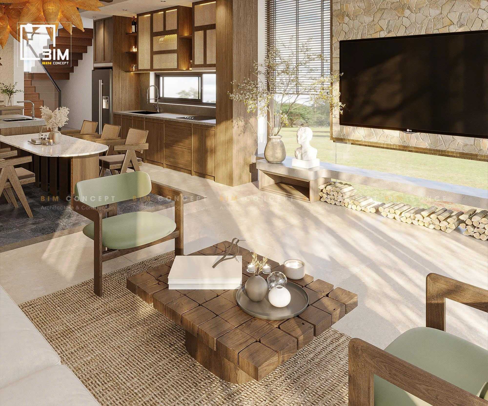 Bố cục phòng khách tối giản trong thiết kế nội thất biệt thự hiện đại