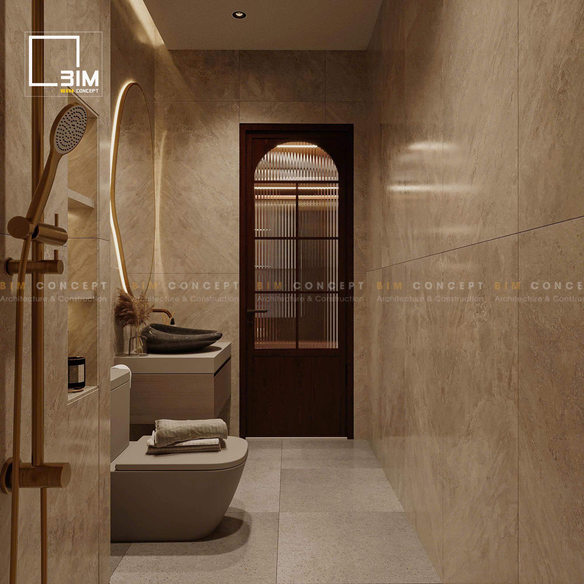 Nội thất toilet Japandi yên tĩnh