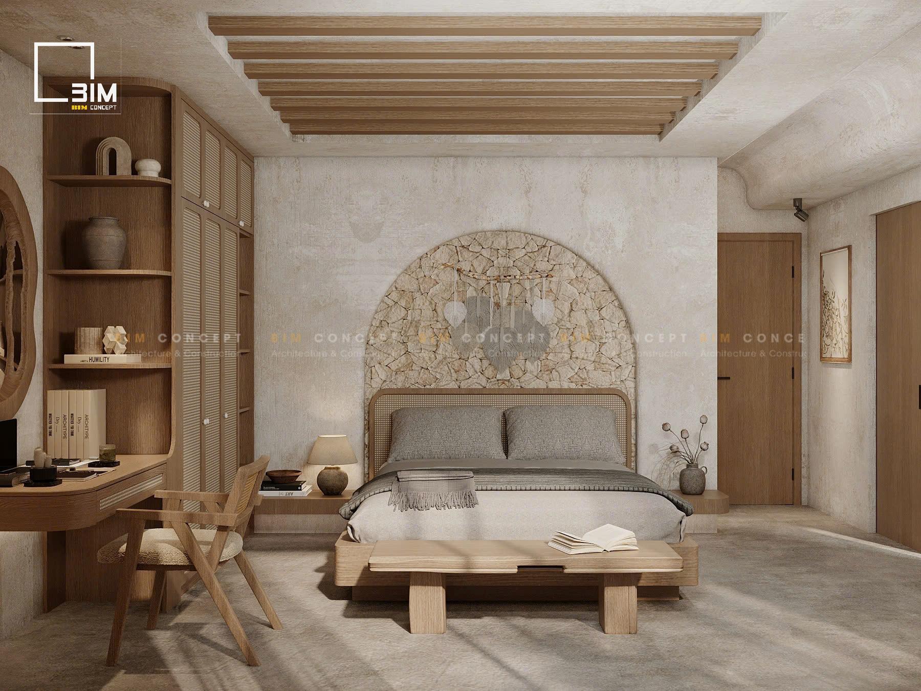 Tầm nhìn ban công cửa kính lớn ghế thư giãn ấm áp Địa Trung Hải