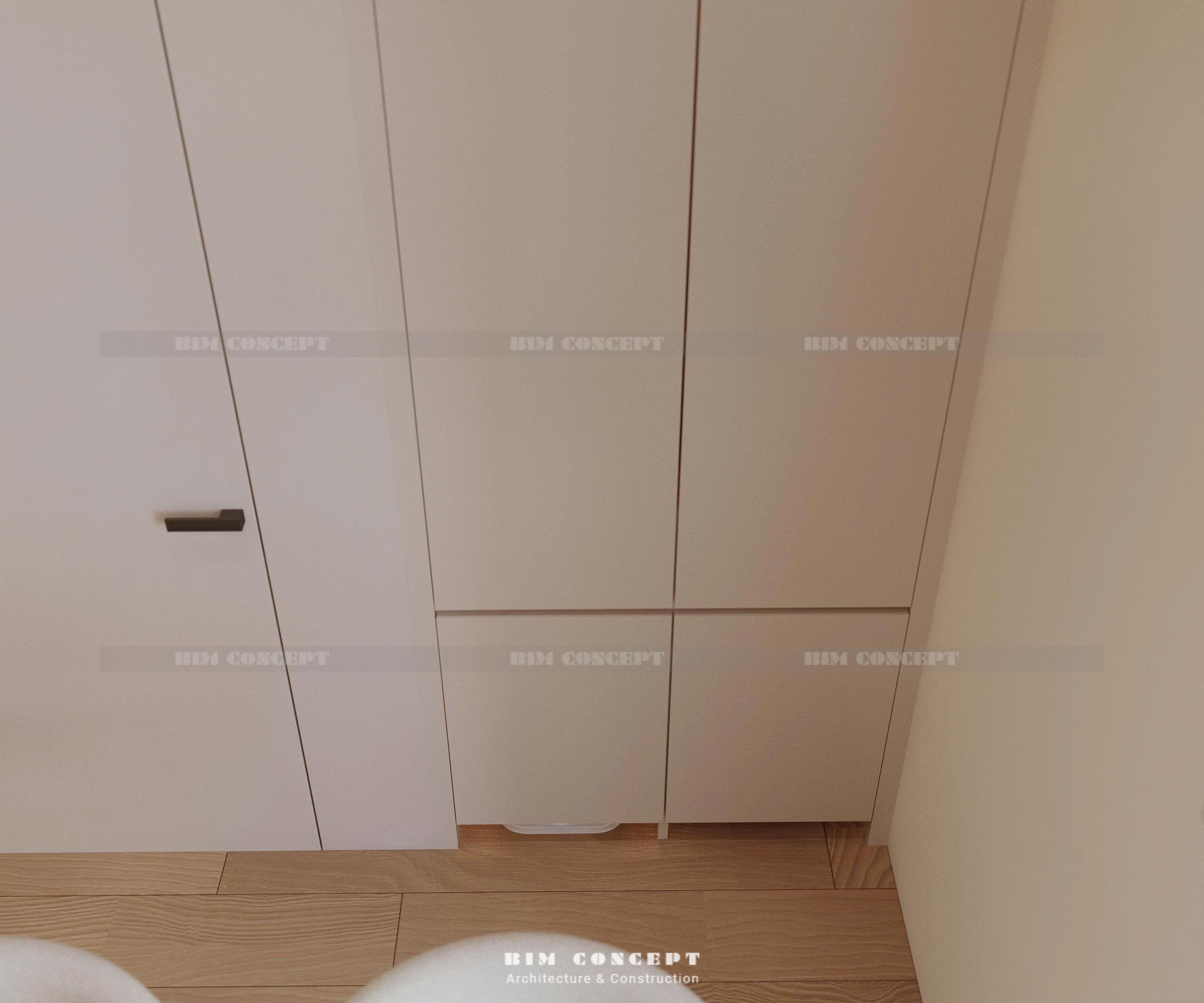 Tủ âm tường và bàn console ở lối vào nội thất căn hộ