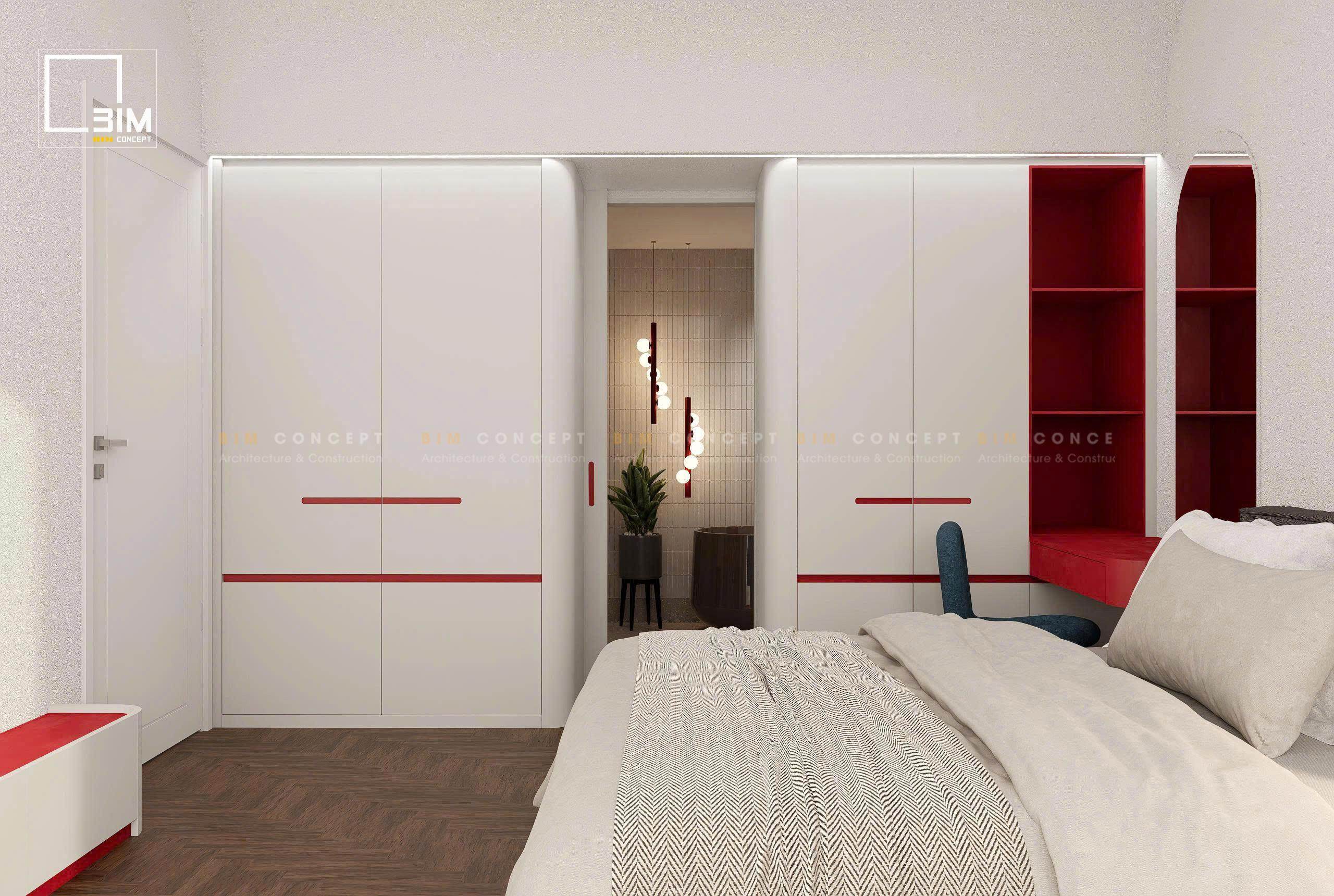 Vách kính sọc phòng tắm đứng nội thất biệt thự hiện đại thanh lịch