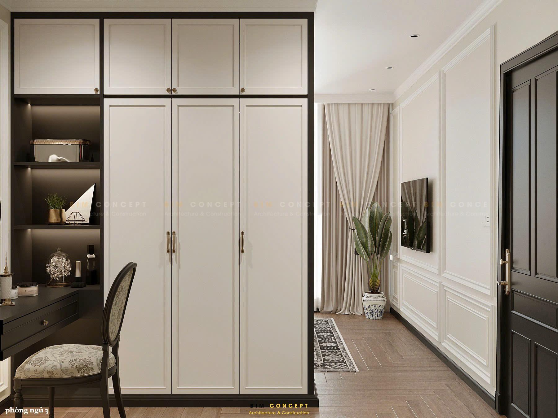 Ánh sáng vàng dịu nhẹ hoàn thiện vẻ đẹp của nội thất căn hộ tân cổ điển