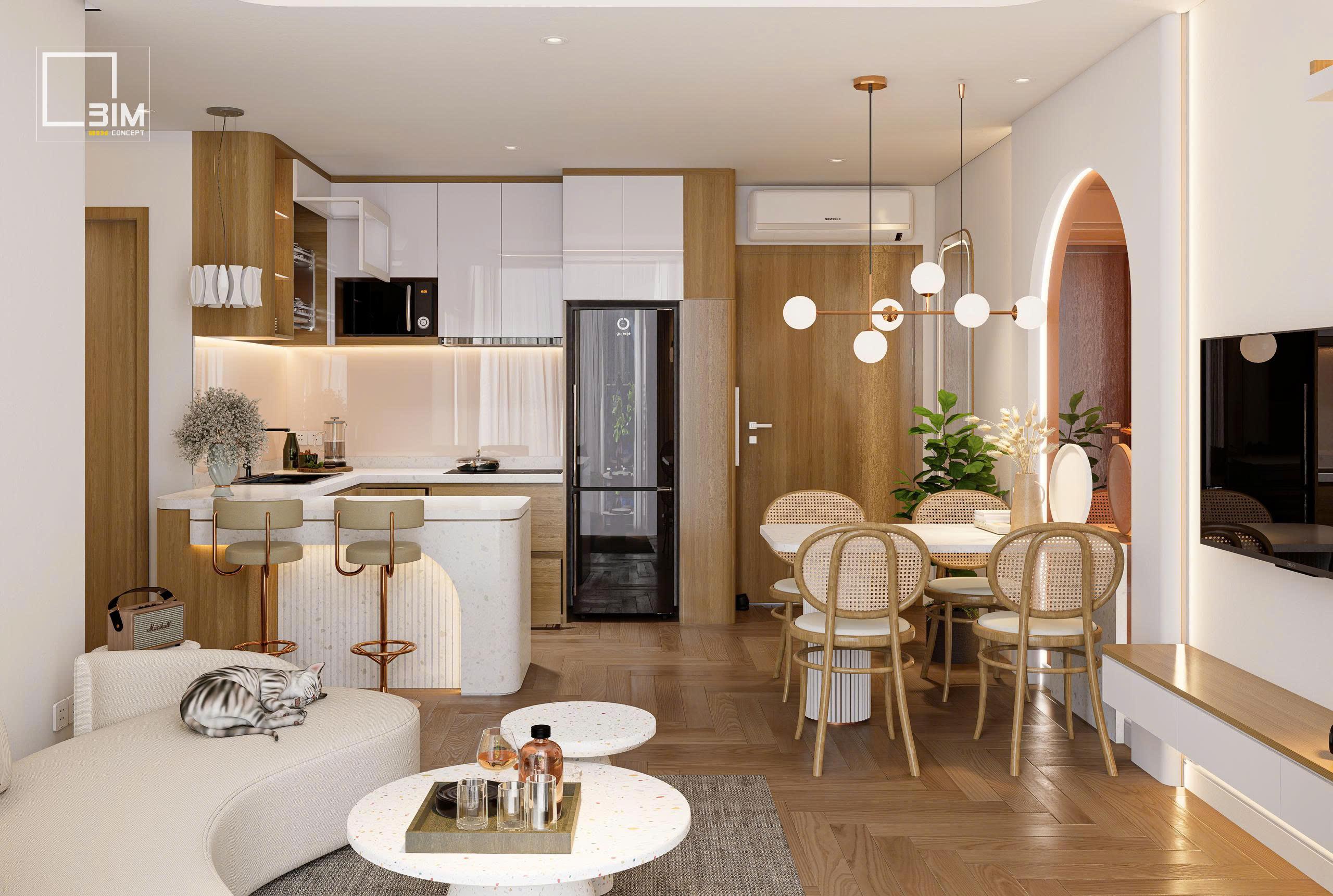 Thiết kế nội thất căn hộ 50m2 hiện đại