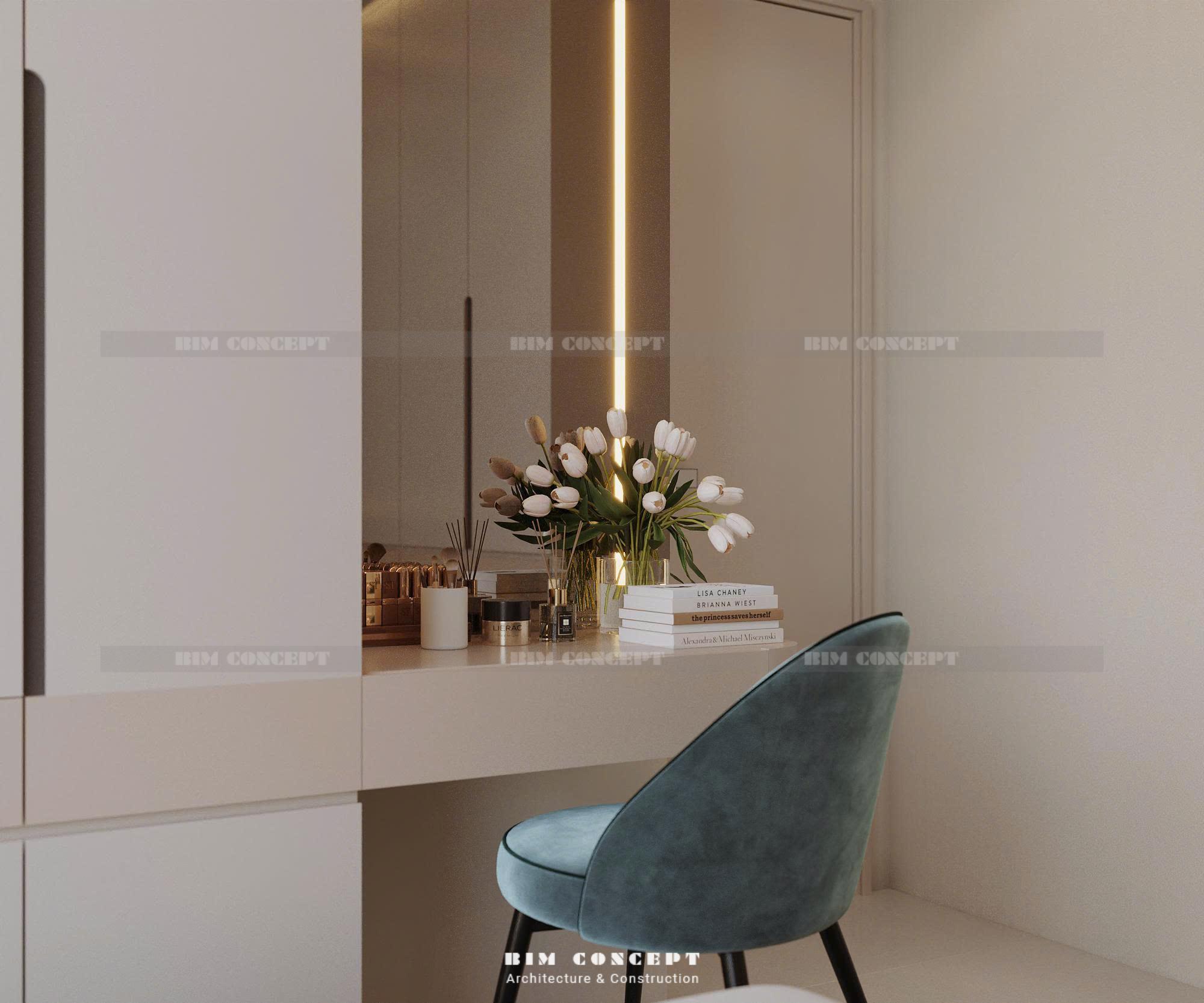 Bàn trang điểm tiện nghi với gương gắn led