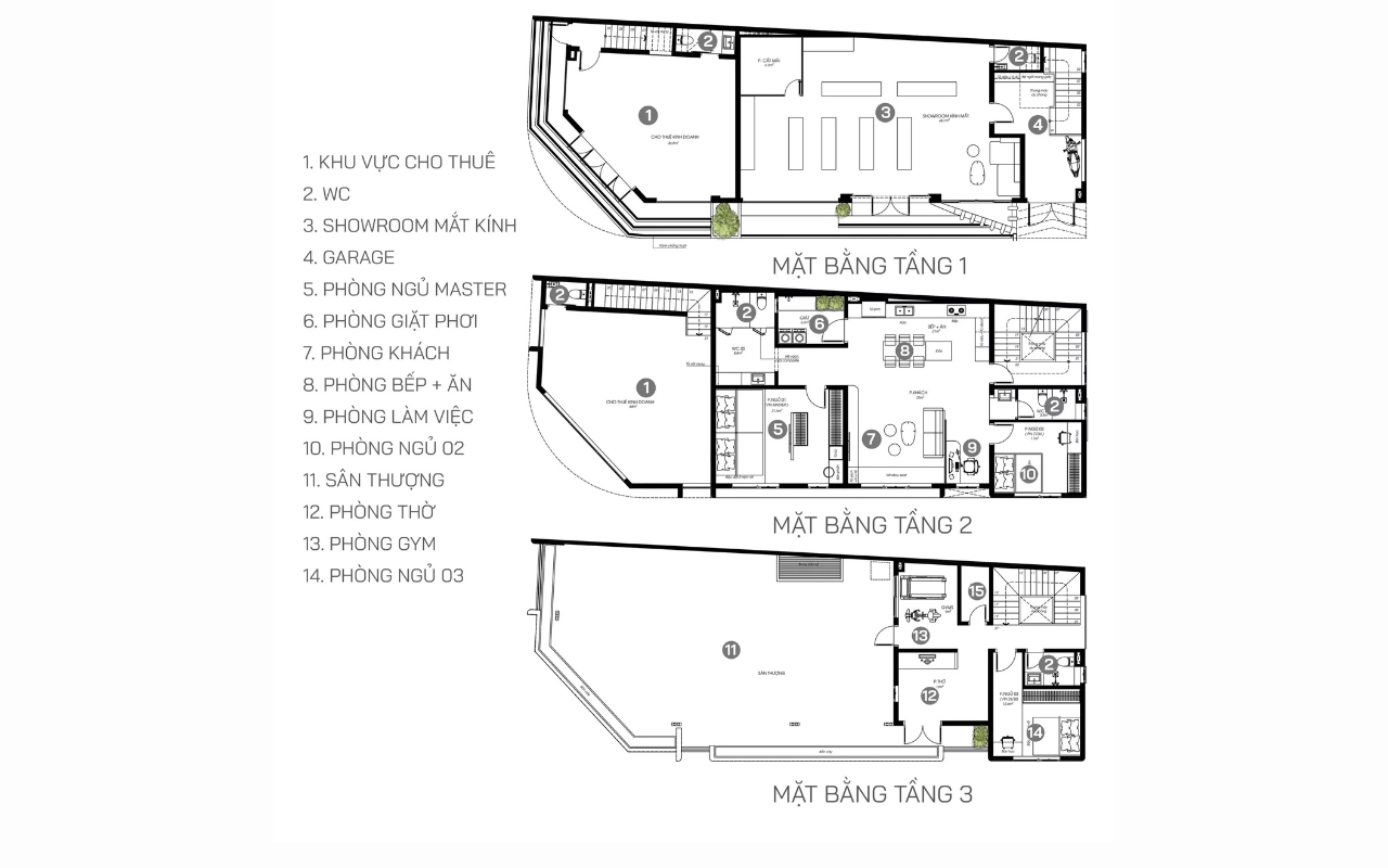 Chi tiết mặt bằng bố trí nhà phố 7x20m