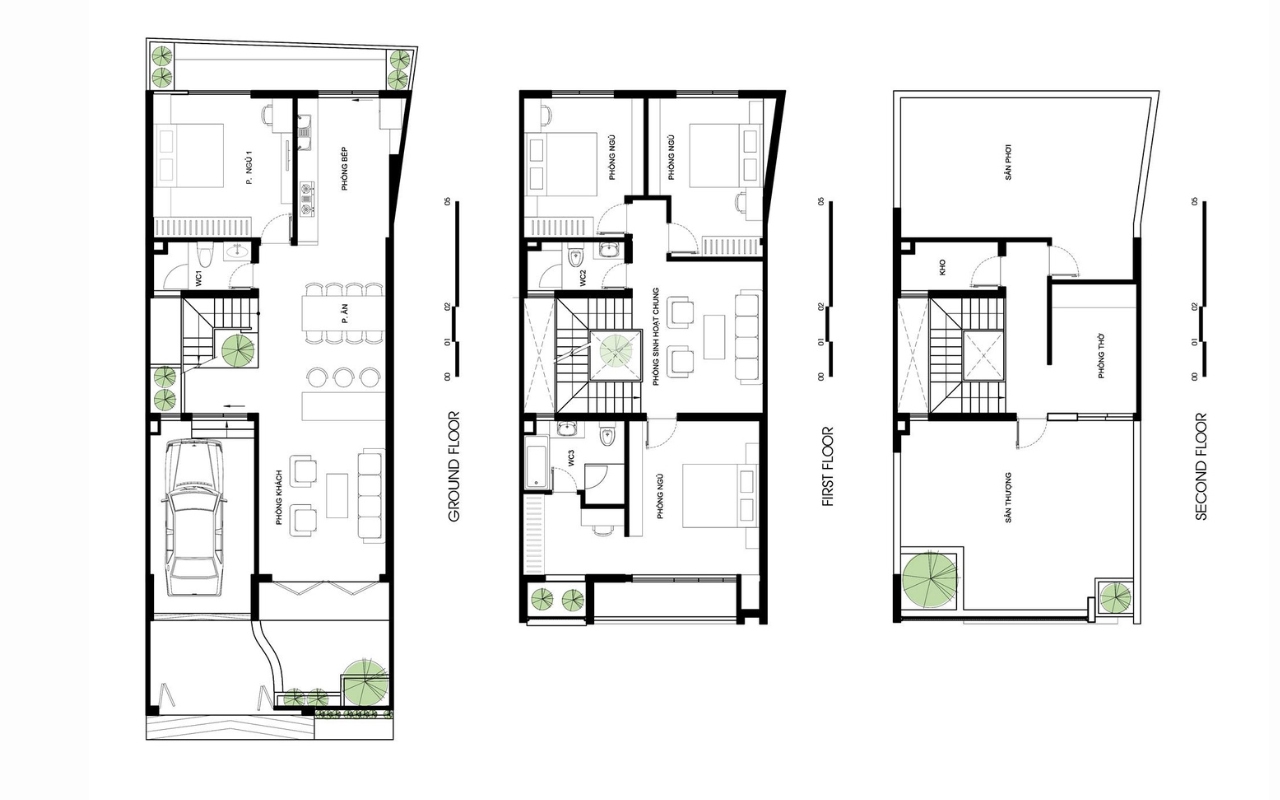 Gợi ý bản vẽ nhà phố 7x20m hiện đại 3 tầng