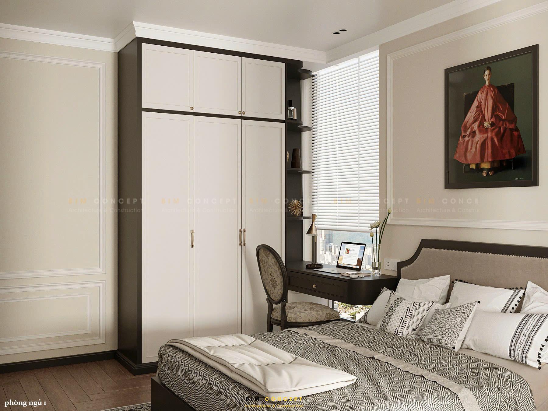 Giường bọc da hoặc nỉ cao cấp tạo điểm nhấn ấm áp