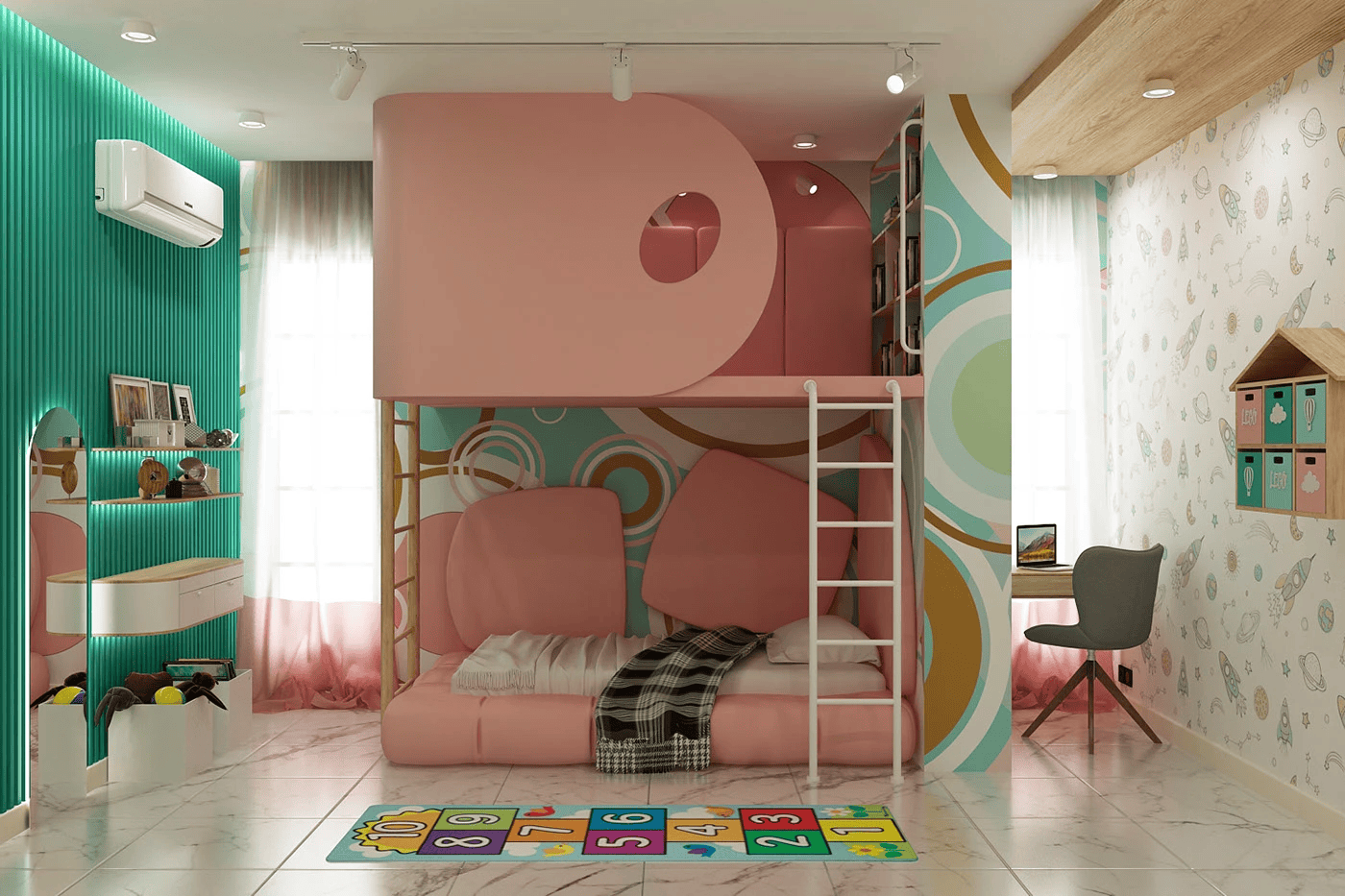 Mẫu giường tầng phong cách Color Block - Nguồn: Tham khảo