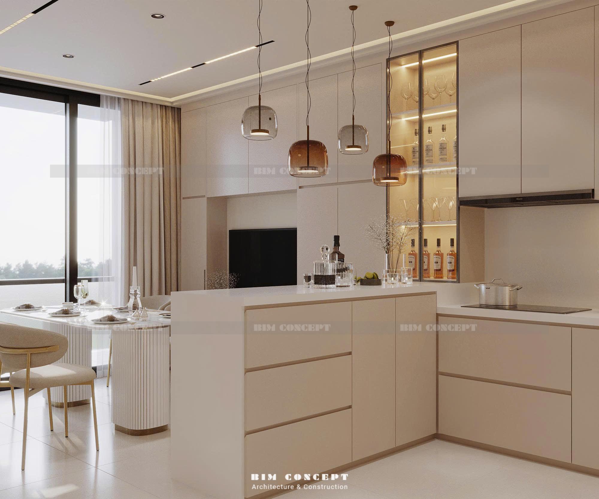 Không gian mở hài hòa tại thiết kế nội thất chung cư Sun Cosmo Residence