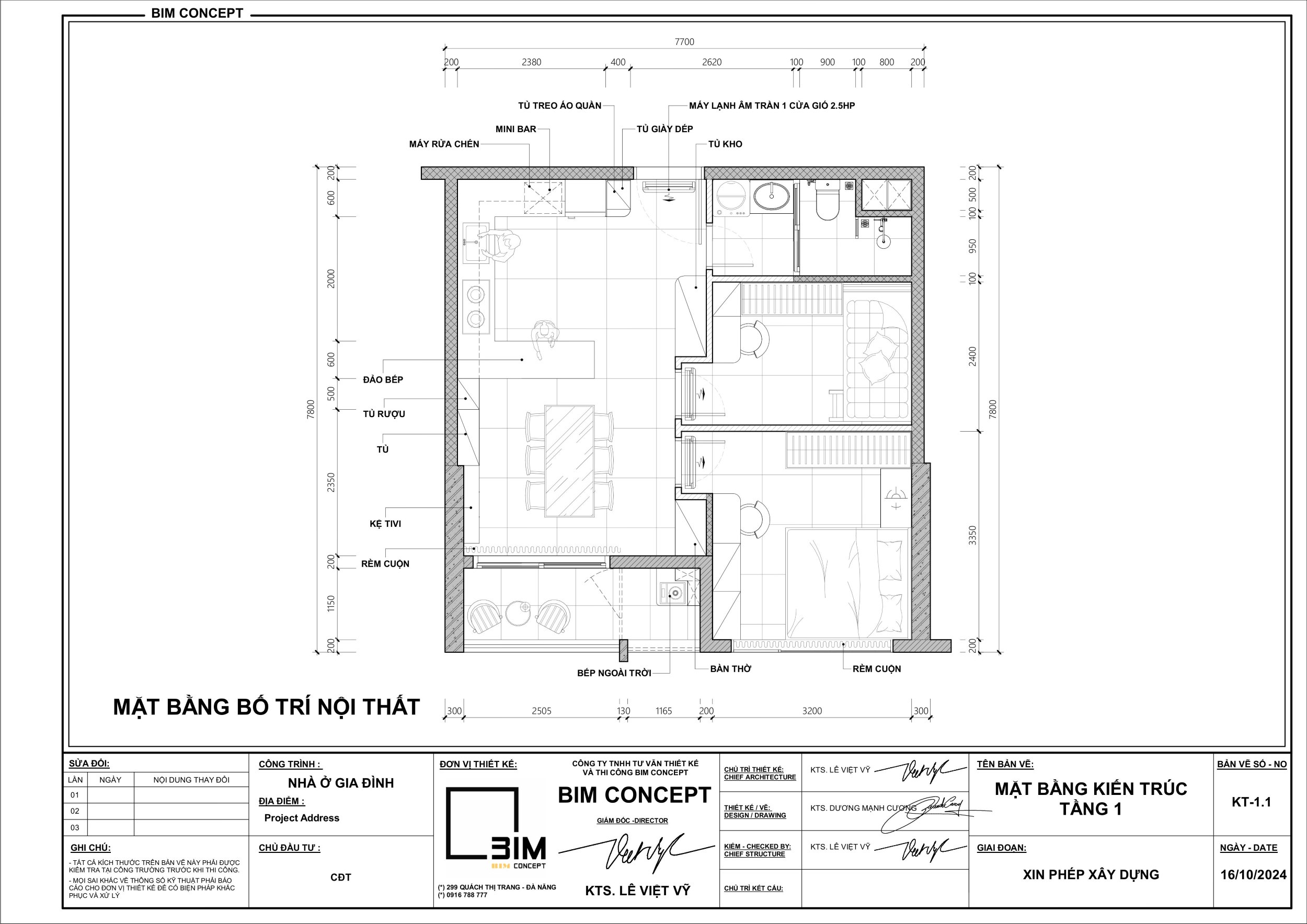 Mặt bằng bố trí nội thất căn hộ 50m2
