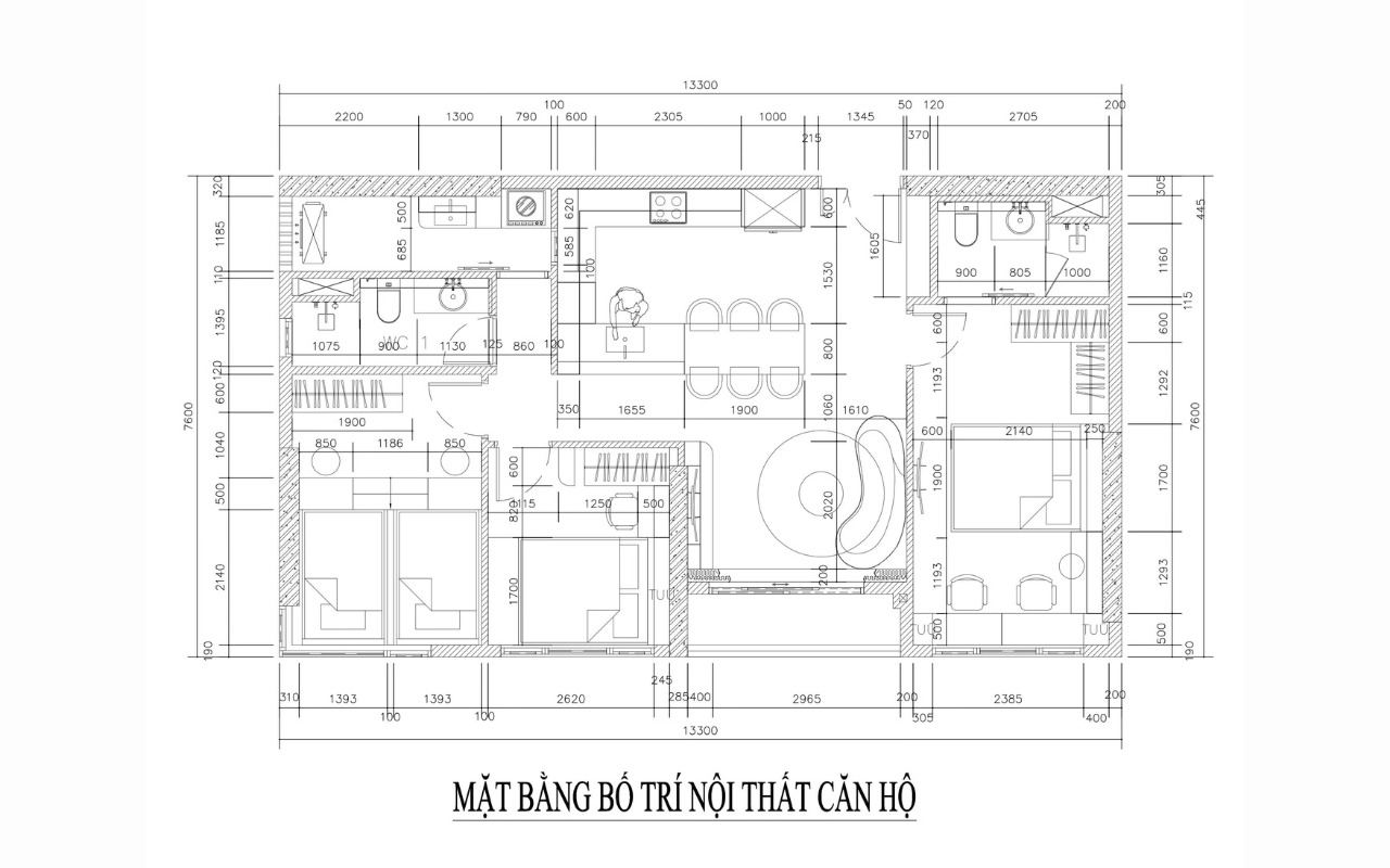 Mặt bằng nội thất căn hộ 89m2 - Nguồn: Tham khảo