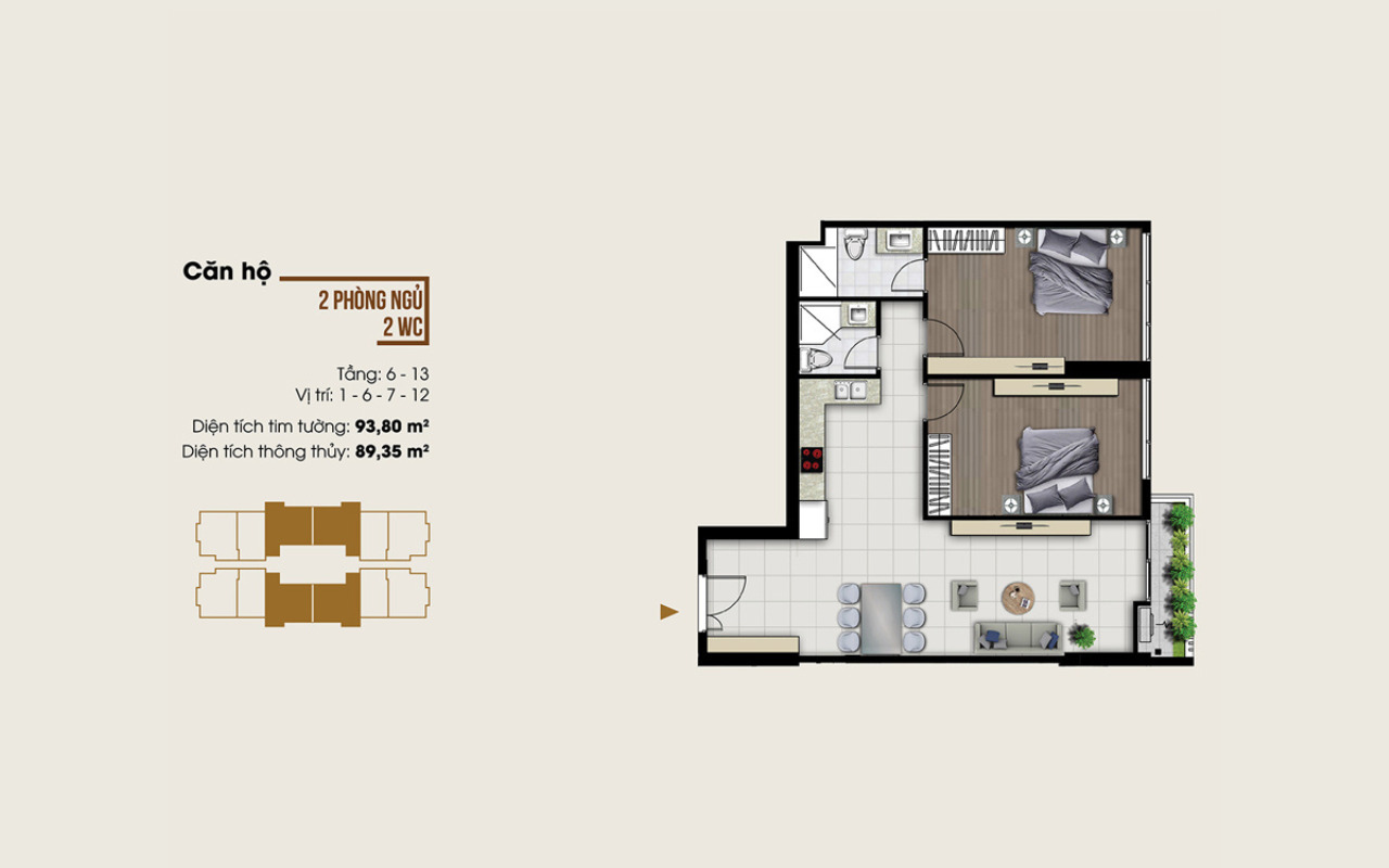 Gợi ý cách bố trí công năng nội thất căn hộ 89m2