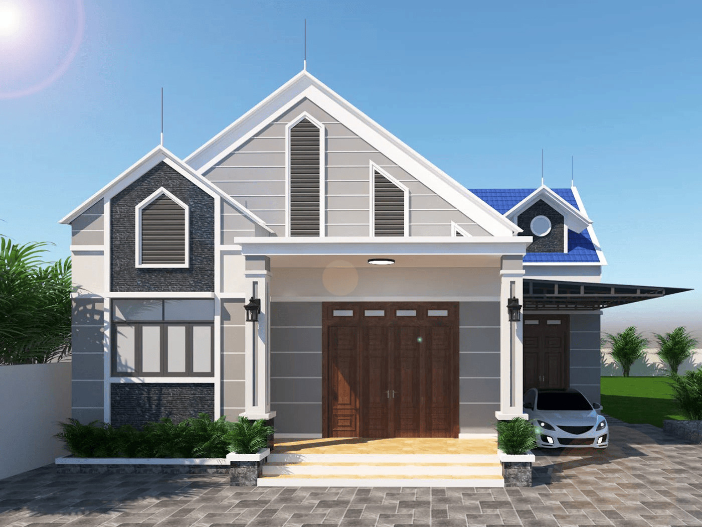 Mẫu nhà cấp hiện đại chữ L