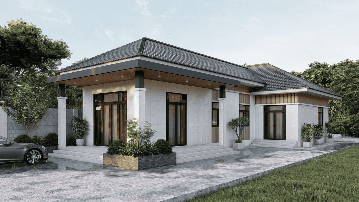 Gợi ý mẫu nhà cấp 4 3 phòng ngủ mái thái