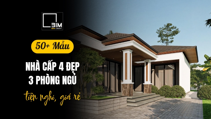Mẫu nhà cấp 4 đẹp 3 phòng ngủ