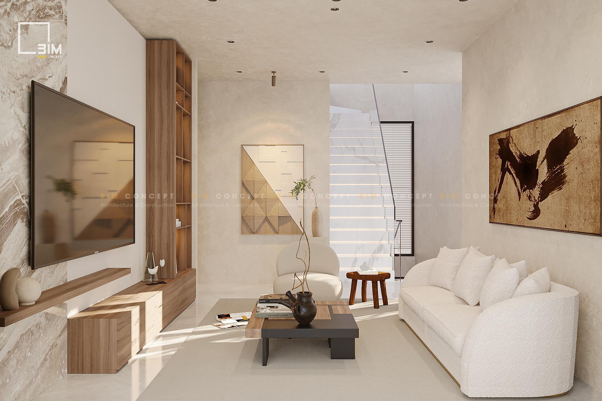 Sofa và bàn trà trung tâm nổi bật trên thảm trải sàn