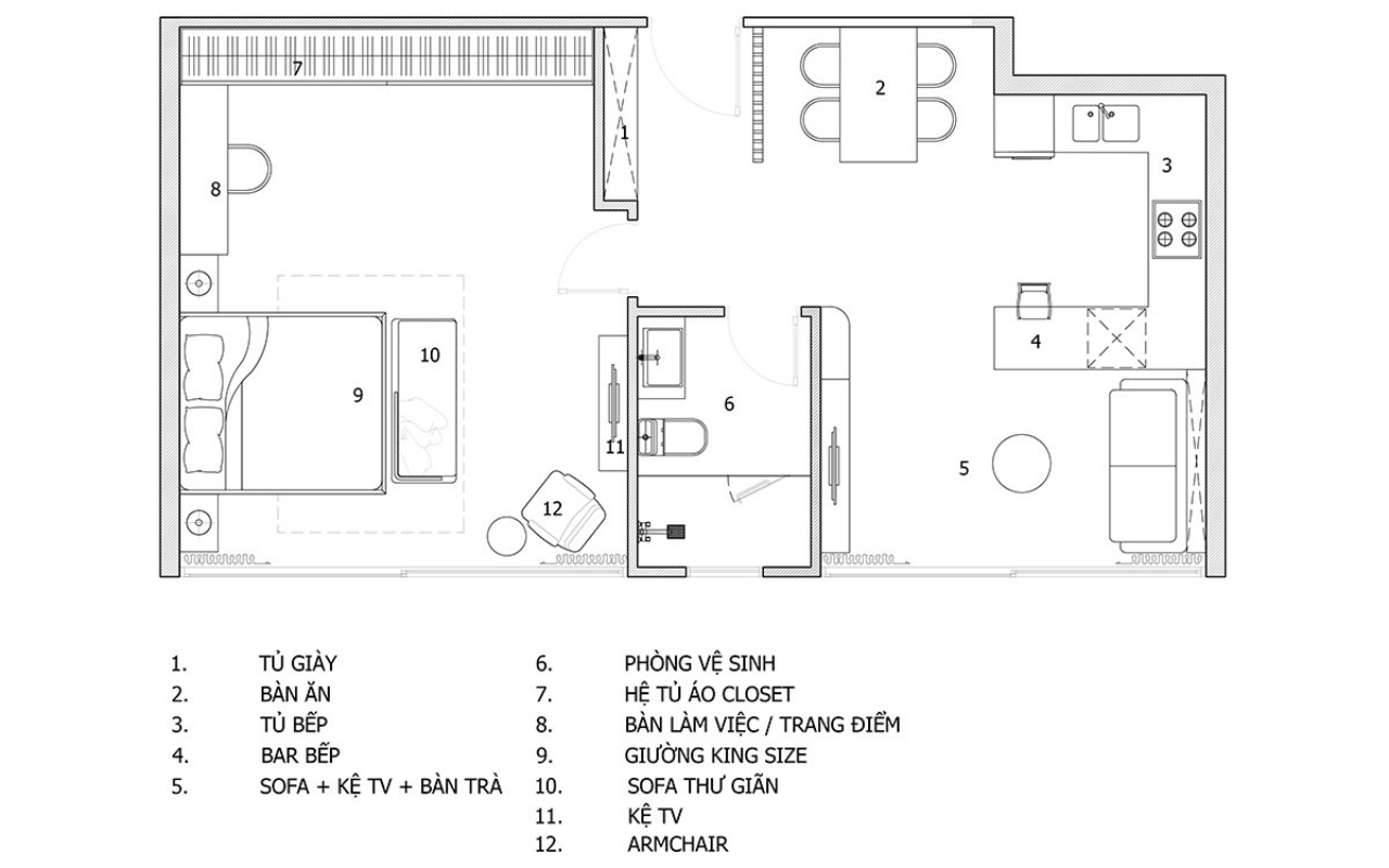 Bản vẽ bố trí mặt bằng căn hộ Sun Cosmo Residence