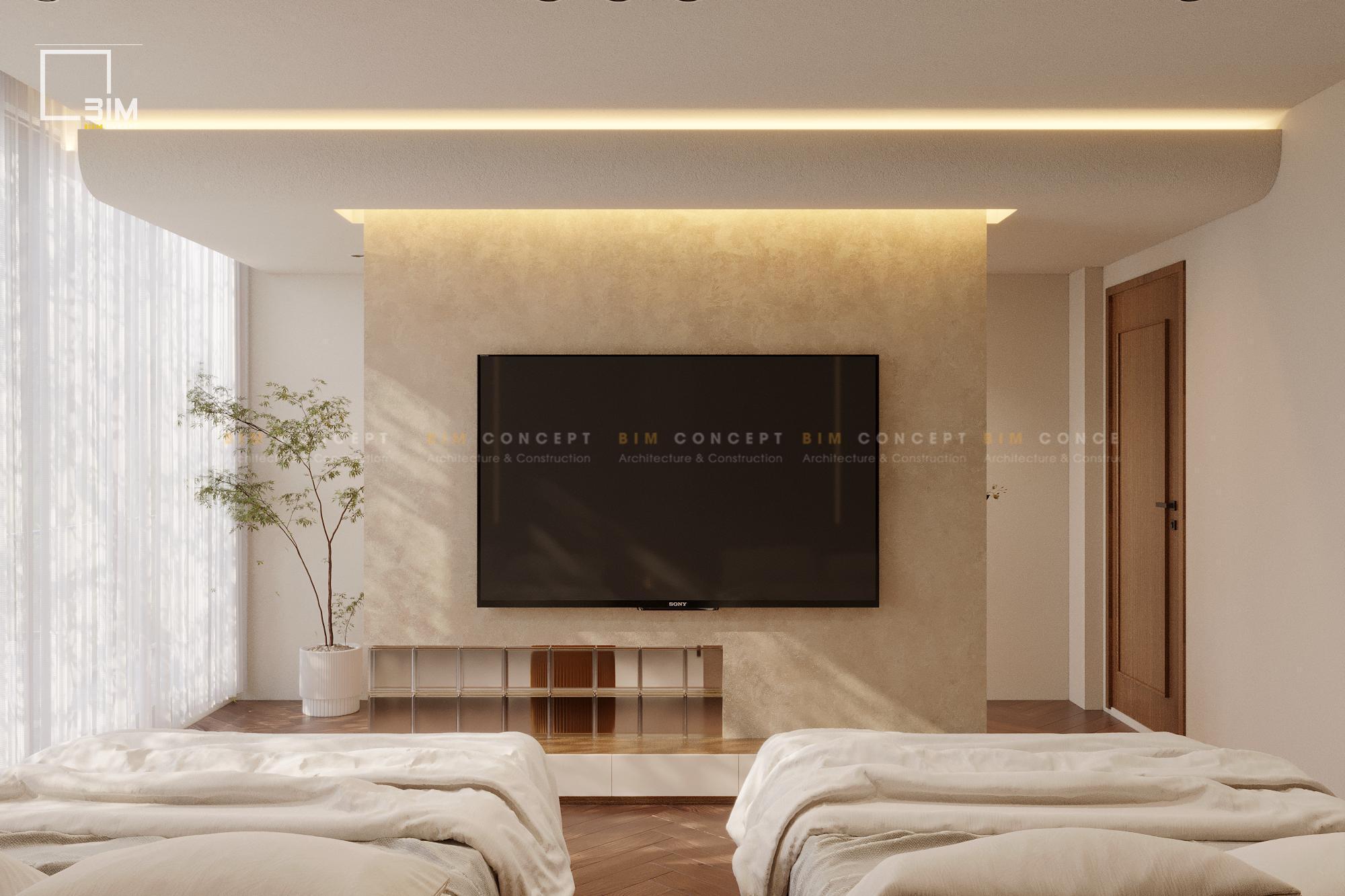 Thiết kế nội thất phòng ngủ biệt thự tận dụng ánh sáng tự nhiên