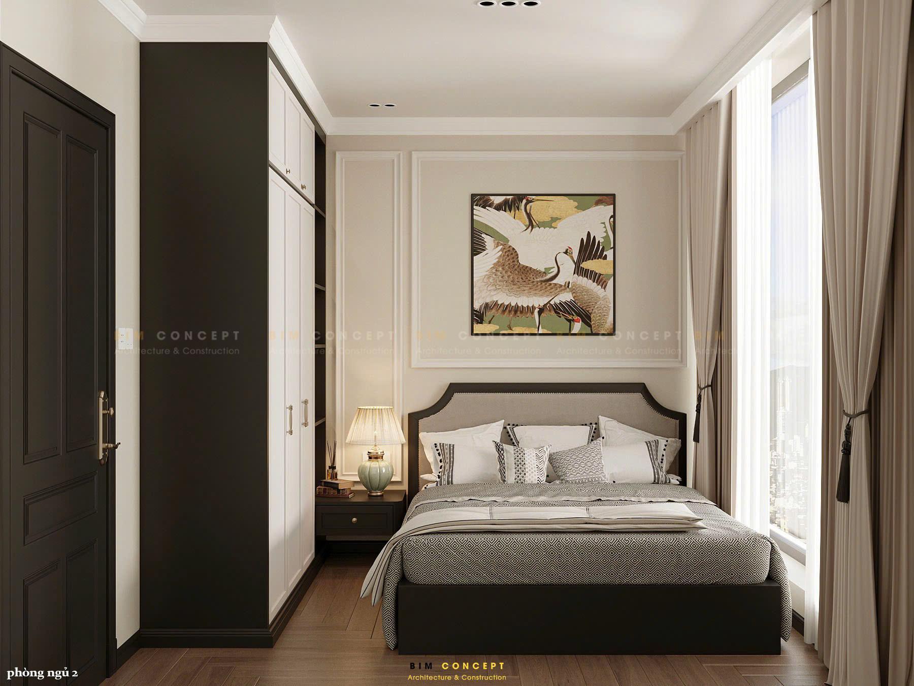 Thiết kế nội thất phòng ngủ phụ gọn gàng tối ưu hóa không gian