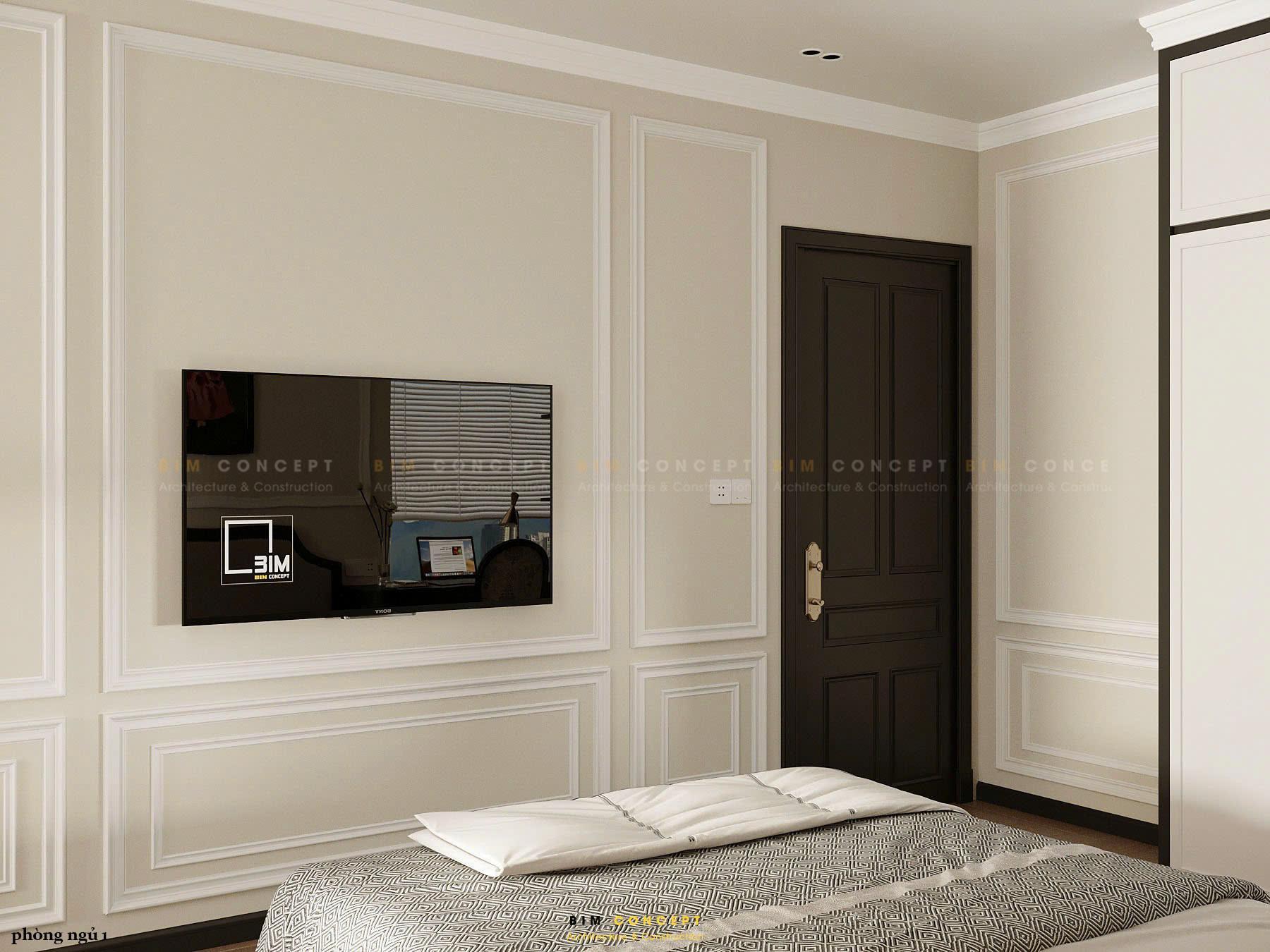 Bố trí tivi treo tường tiện nghi cho phòng ngủ