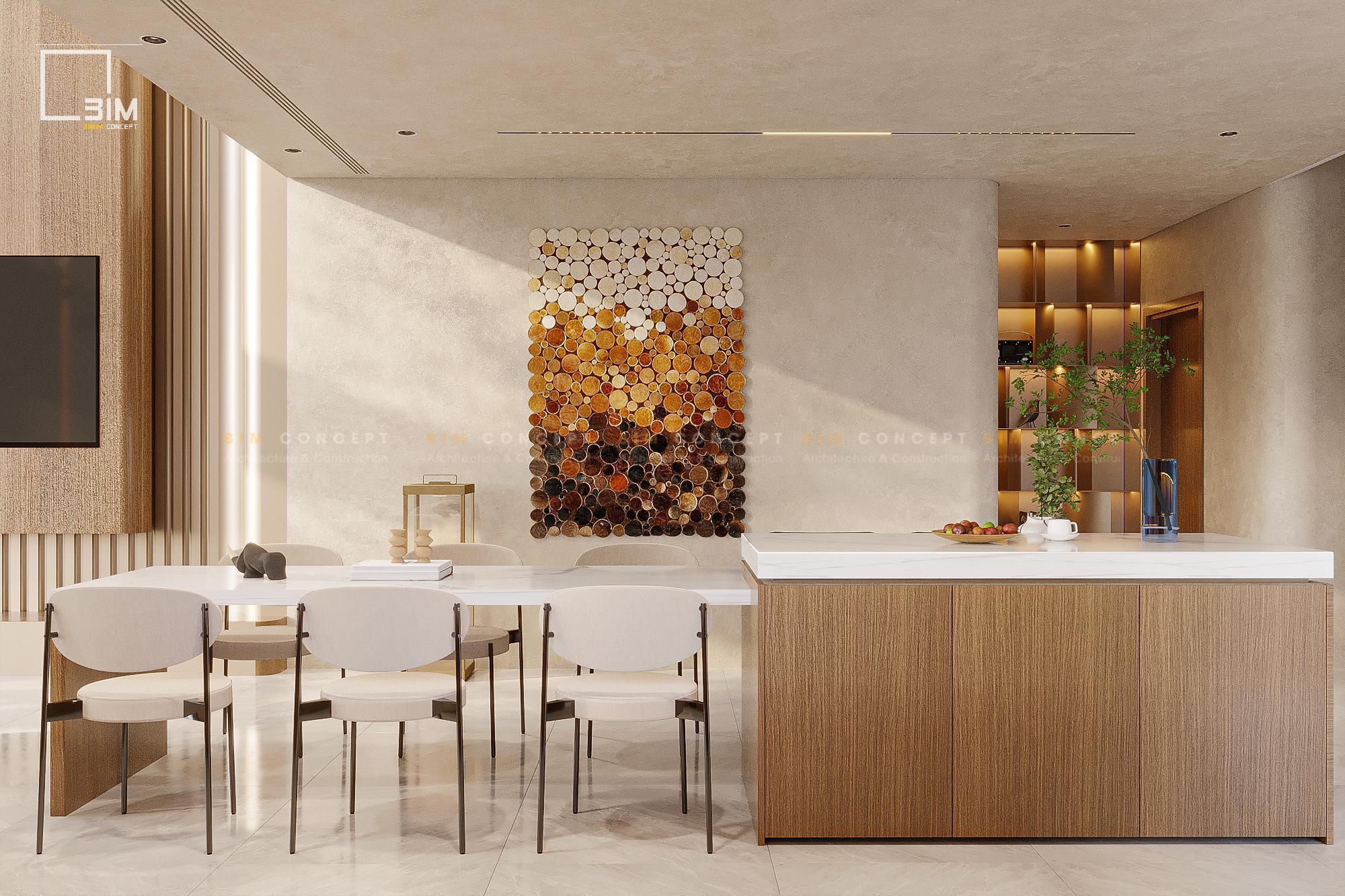 Tủ bếp tích hợp thiết bị hiện đại cho thiết kế nội thất phòng bếp