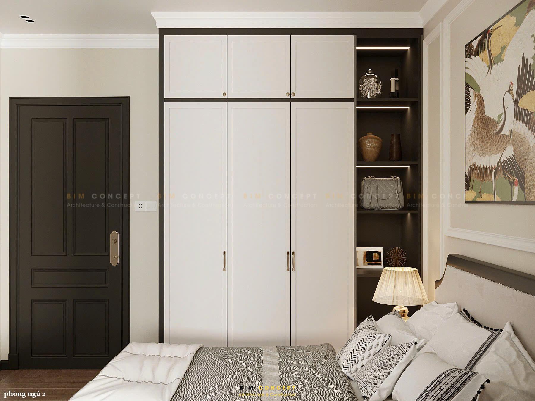 Tủ quần áo âm tường lớn màu trắng sáng tạo sự sạch sẽ