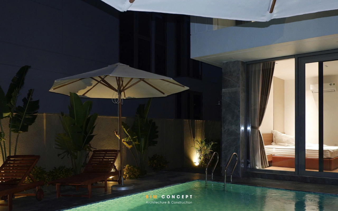 Hồ bơi biệt thự ngoại thất sang trọng thư giãn