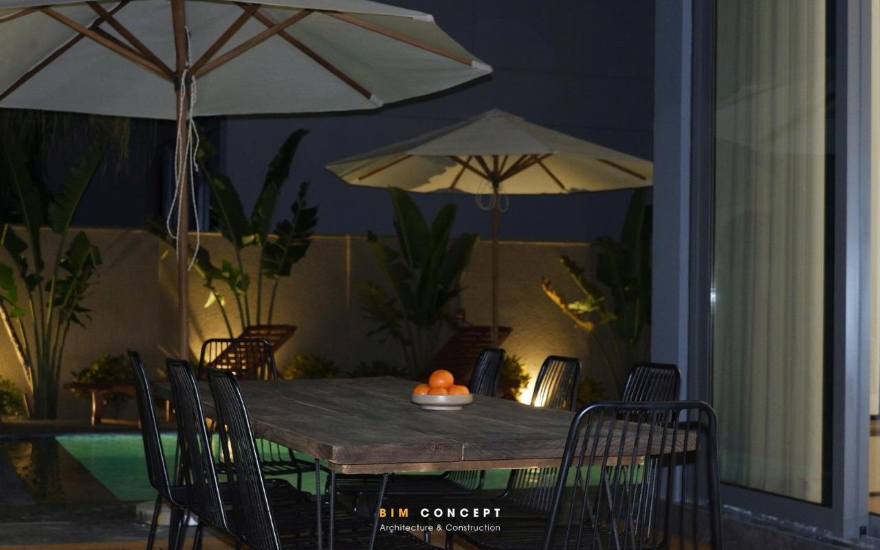 Khu vực ăn uống biệt thự đêm riêng tư yên tĩnh