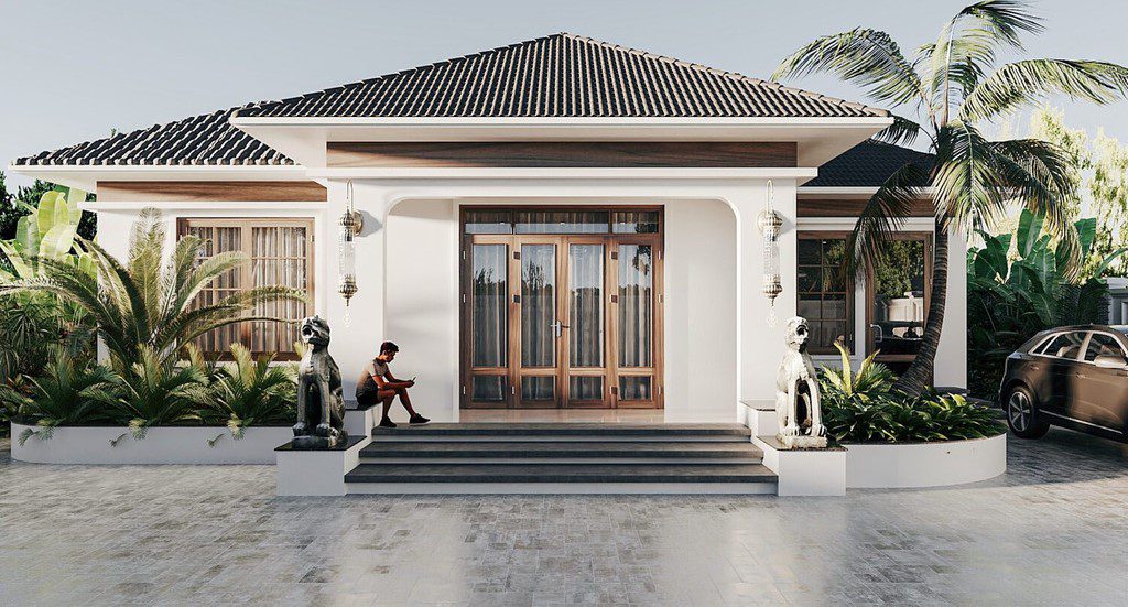 Mẫu nhà tân cổ điển 1 tầng mang đến vẻ đẹp trang nhã và tinh gọn, phù hợp với những gia chủ yêu thích không gian sống yên bình