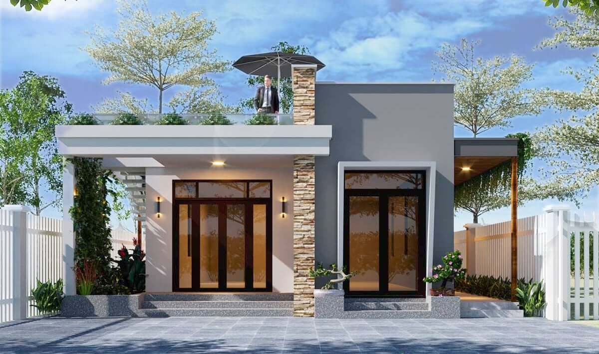 Nhà cấp 4 mái bằng hiện đại trẻ trung