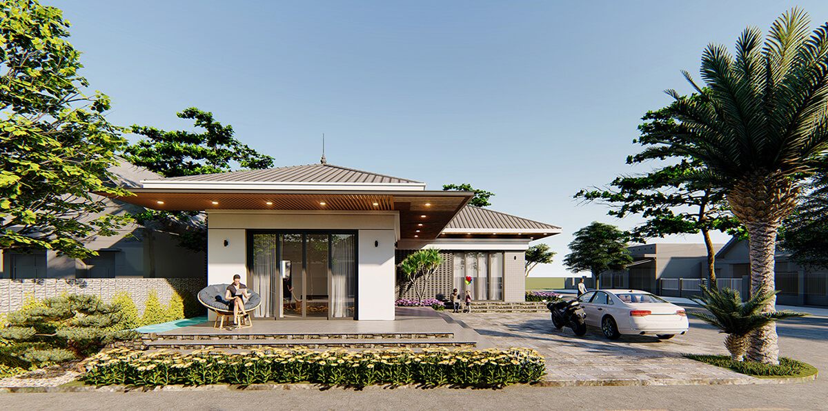 Nhà cấp 4 mái ngói đẹp hiện đại tinh tế