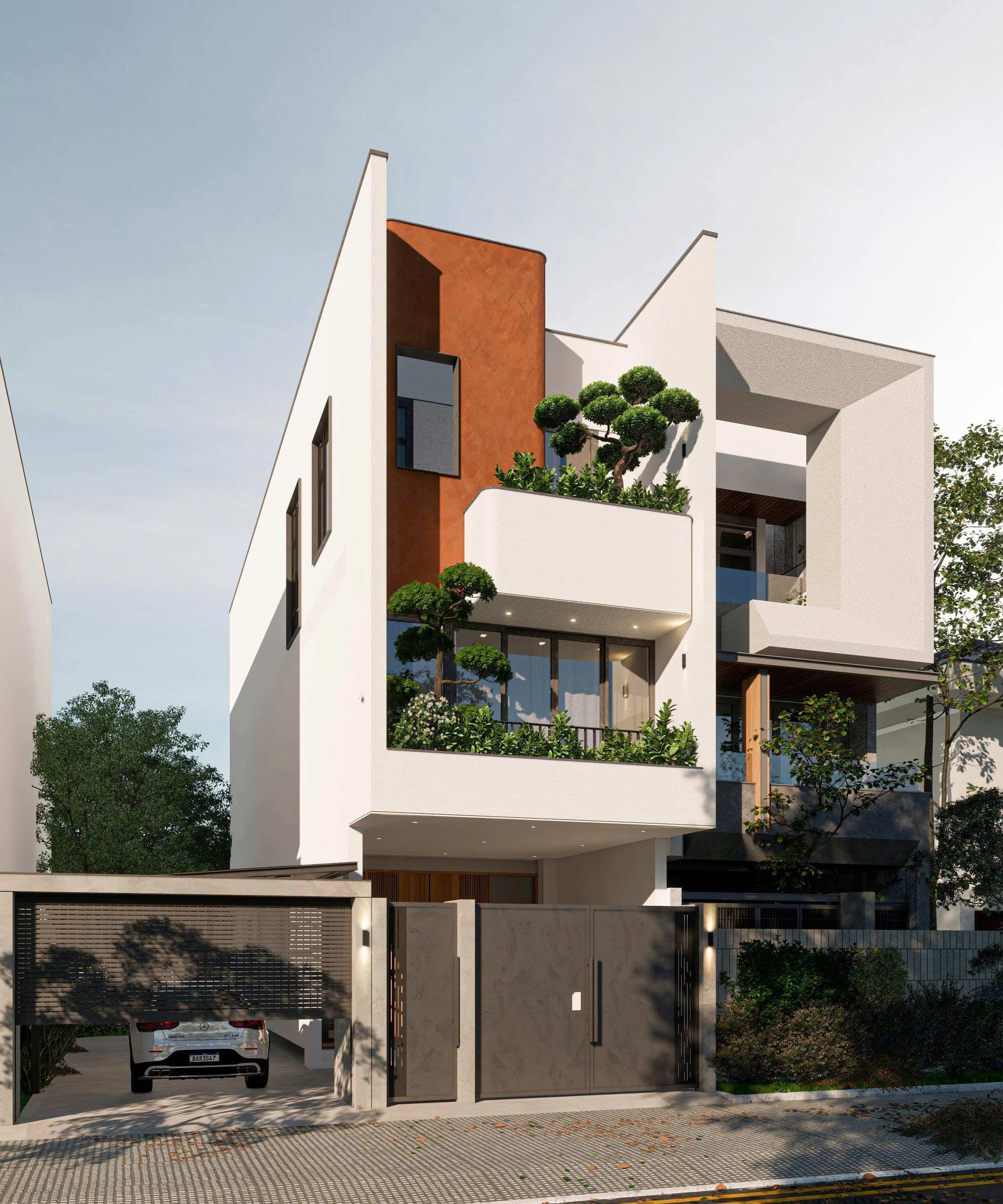 Kiến trúc tối giản nhà phố 3 tầng hiện đại, không gian mở