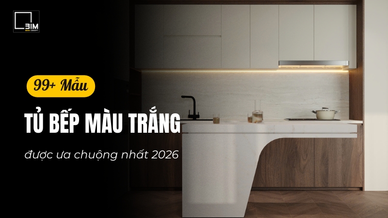 Thiết kế tủ bếp màu trắng đẹp
