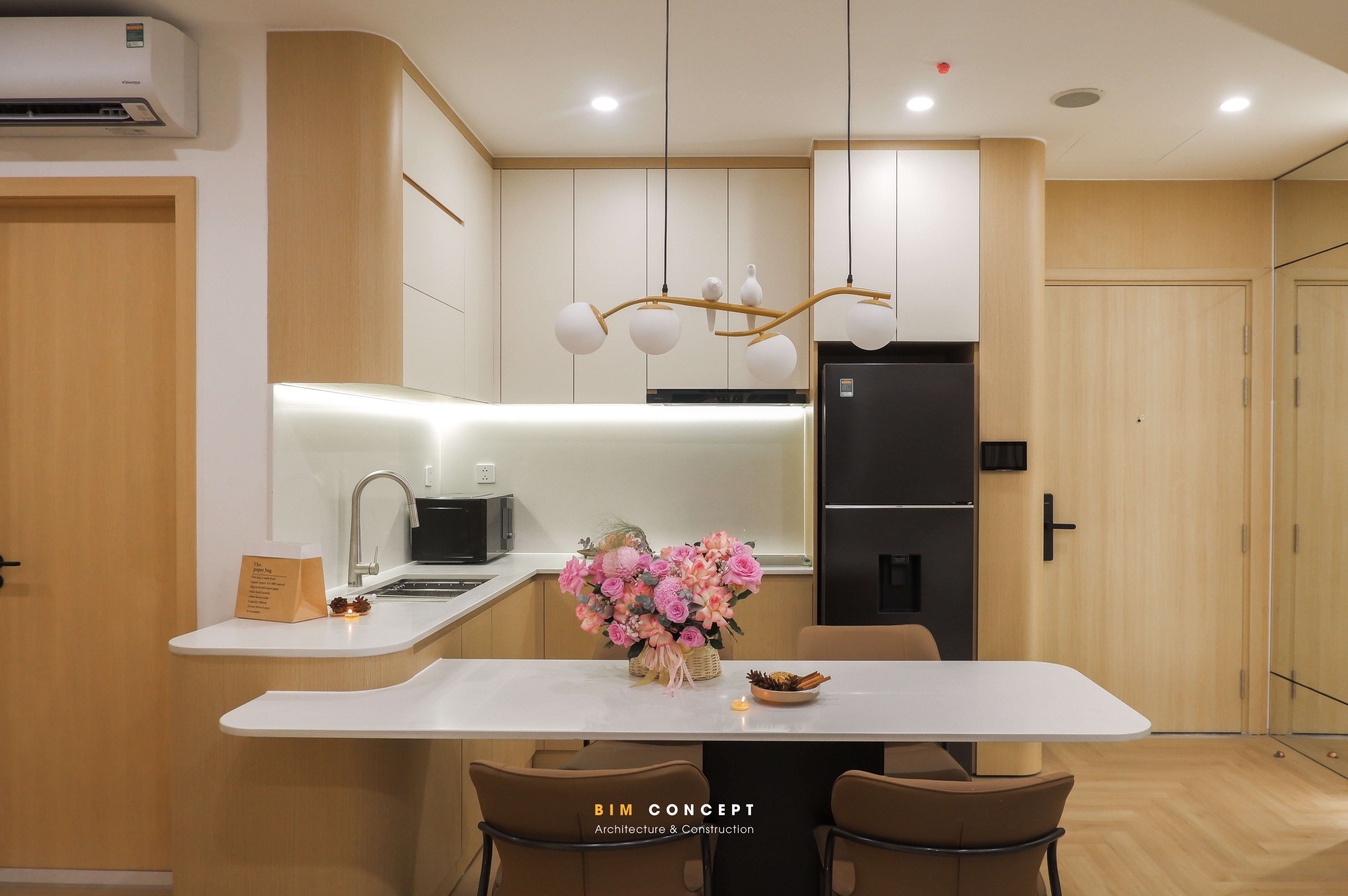 Thi công nội thất căn hộ bếp chữ L thông minh