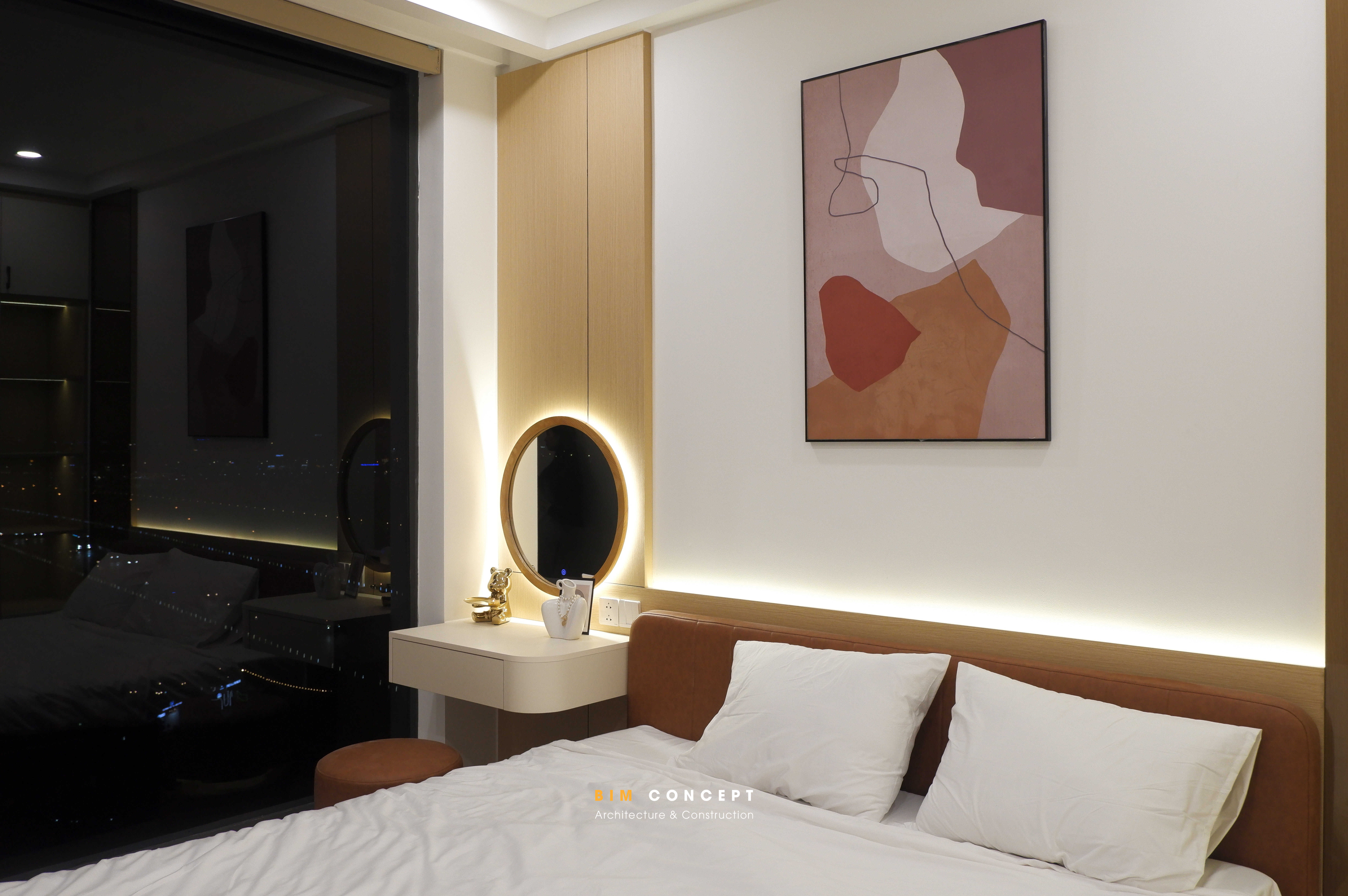 Thi công nội thất căn hộ phòng ngủ có ban công