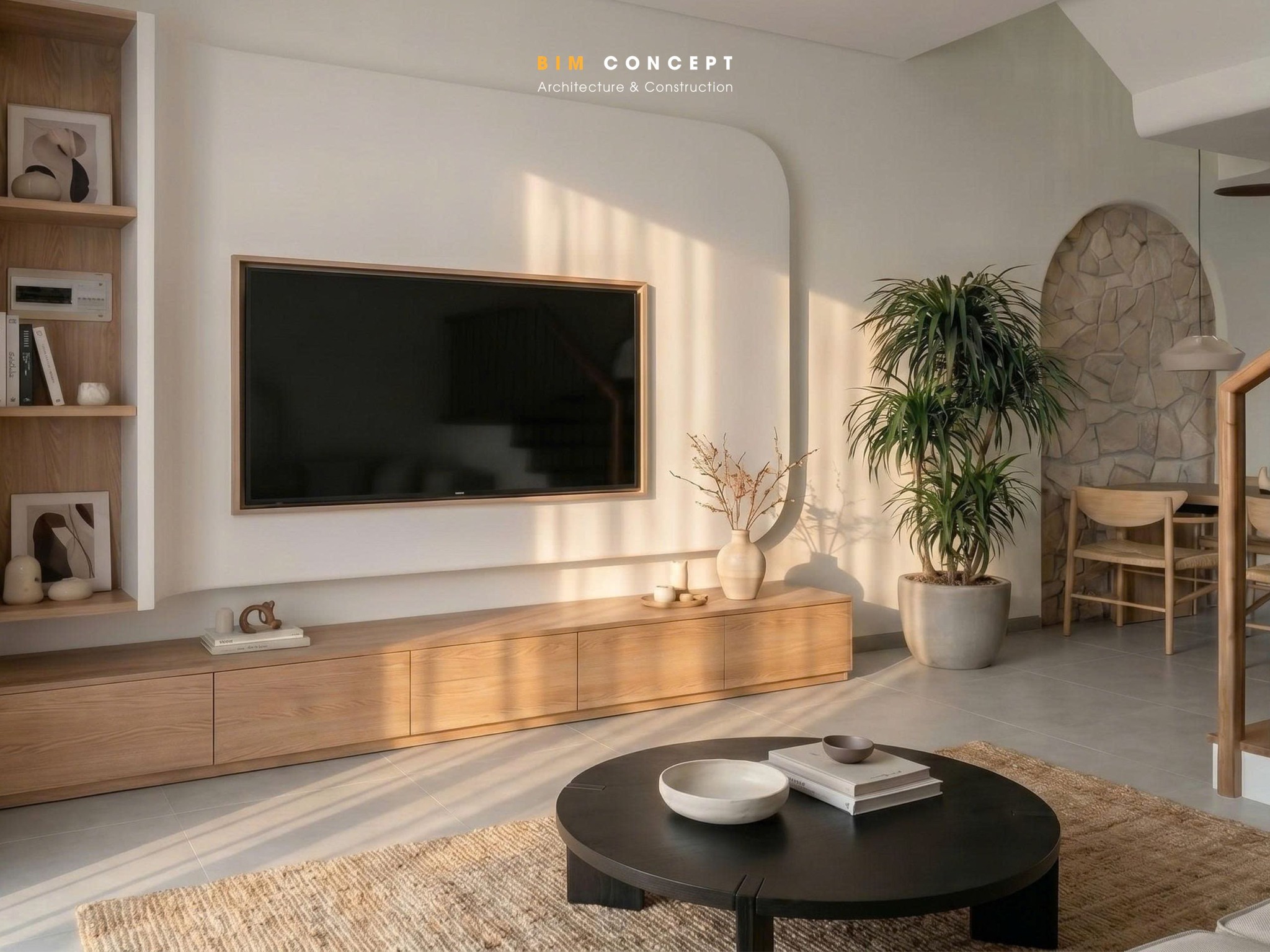 Tạo điểm nhấn với kệ decor phòng khách