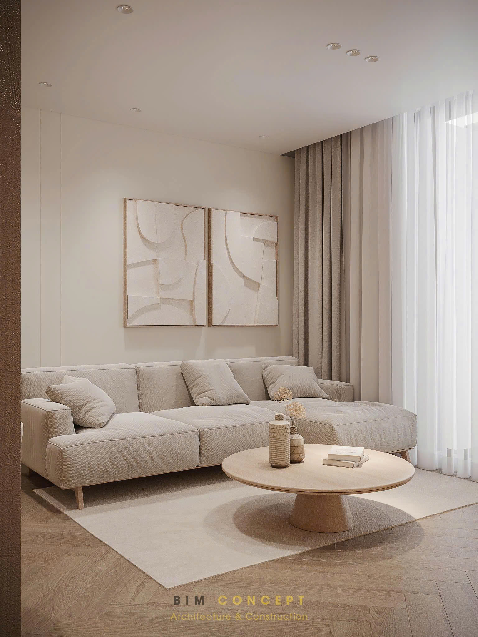 Màu sắc trong phong cách nội thất tối giản Minimalism thường được tiết chế để tạo cảm giác nhẹ nhàng và đồng nhất.