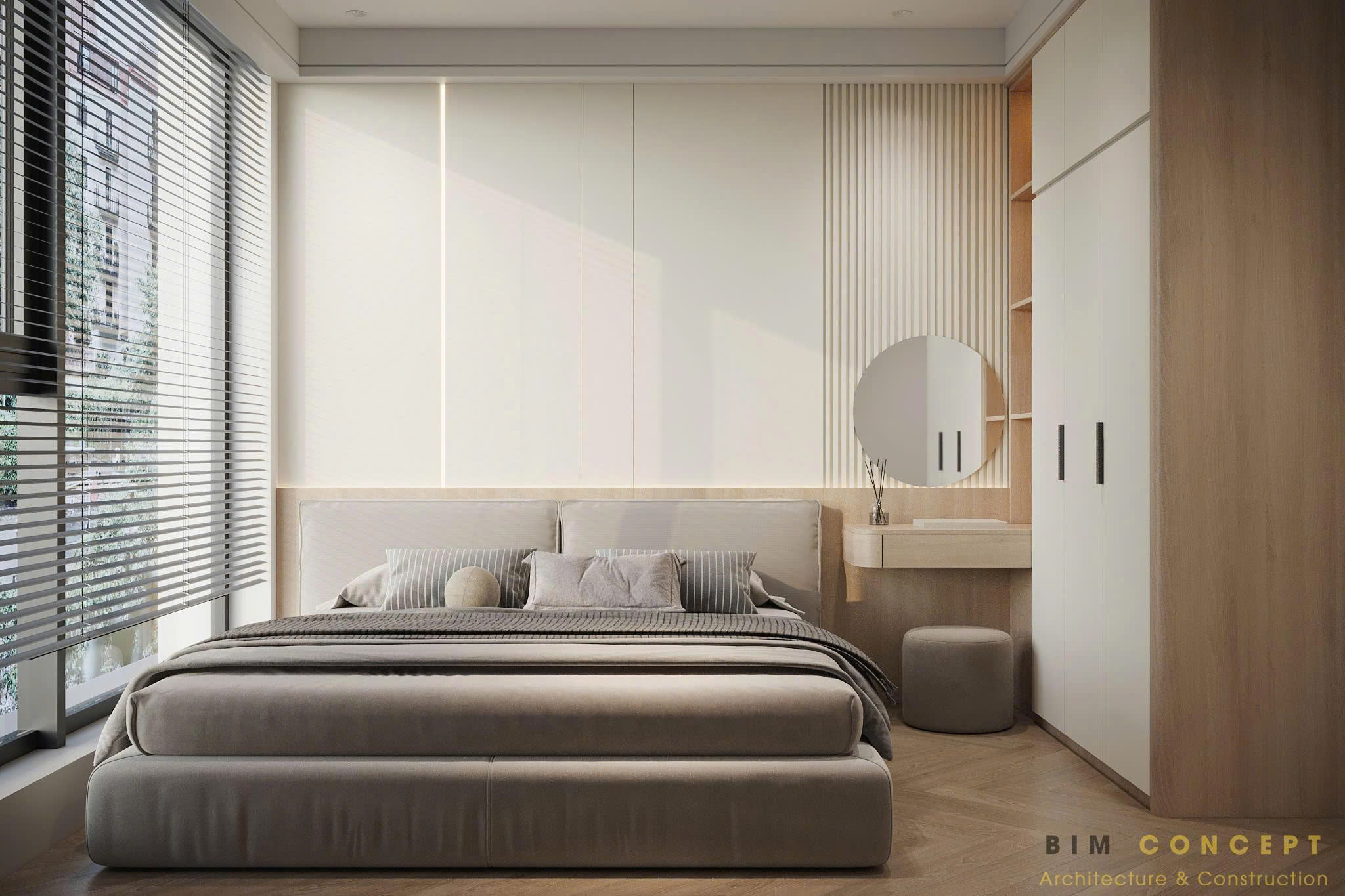 Nội thất trong phòng ngủ phong cách Minimalism nên ưu tiên công năng và hạn chế các chi tiết cầu kỳ