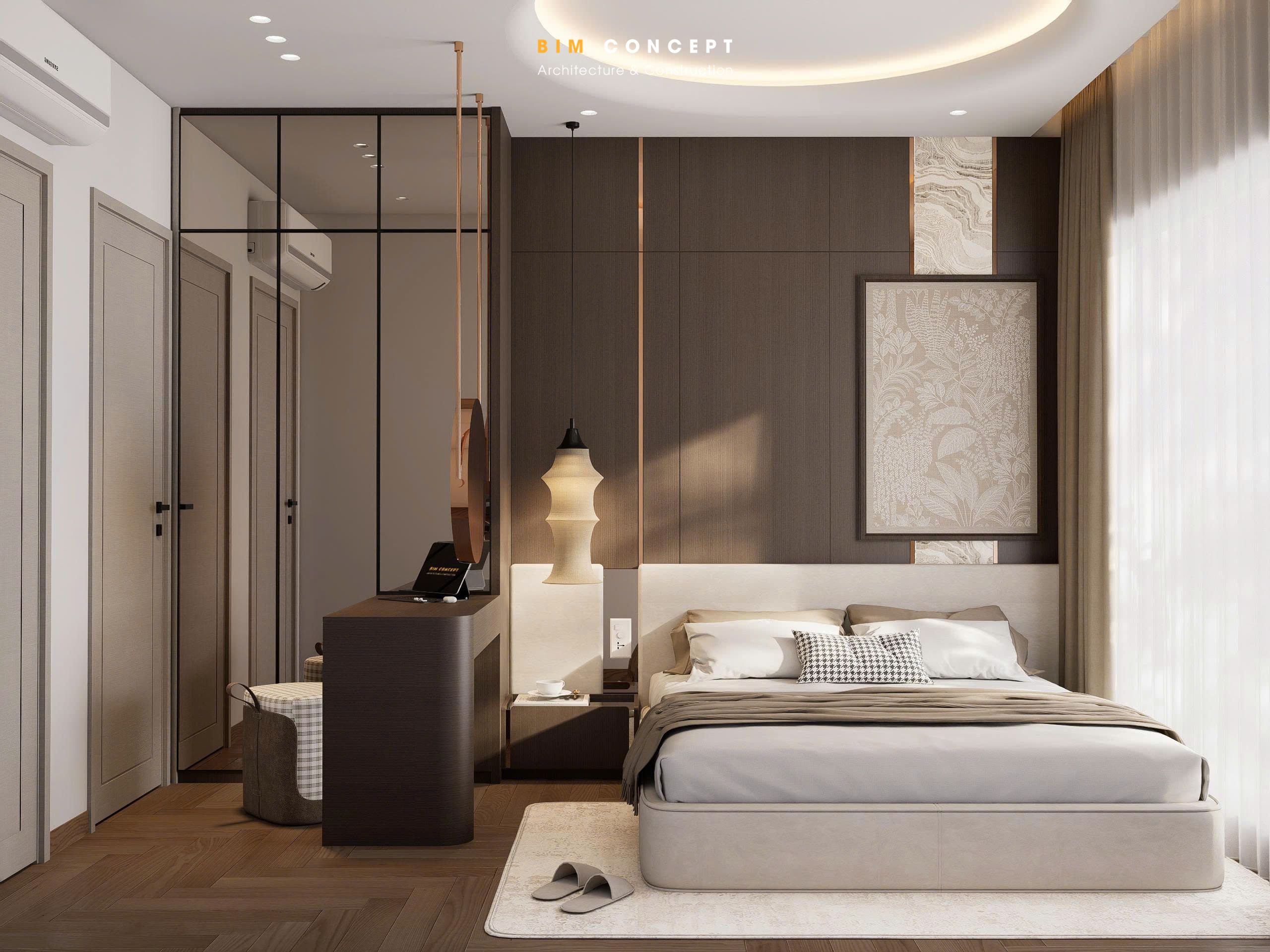 Thiết kế và thi công phòng ngủ 2 căn hộ Sun Ponte Resident